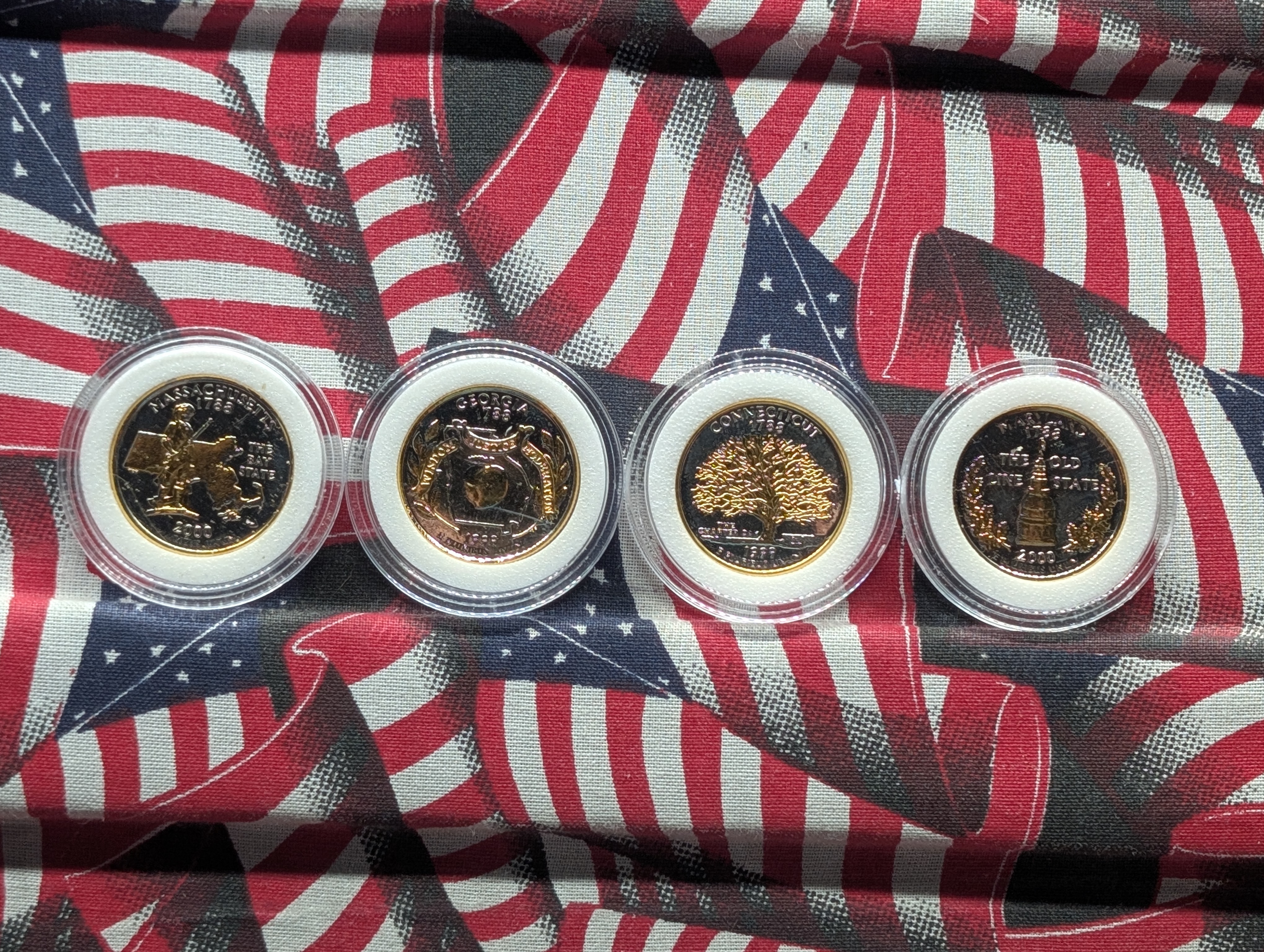 1999 & 2000 Gold Accented 7-Coin State Quarter Set