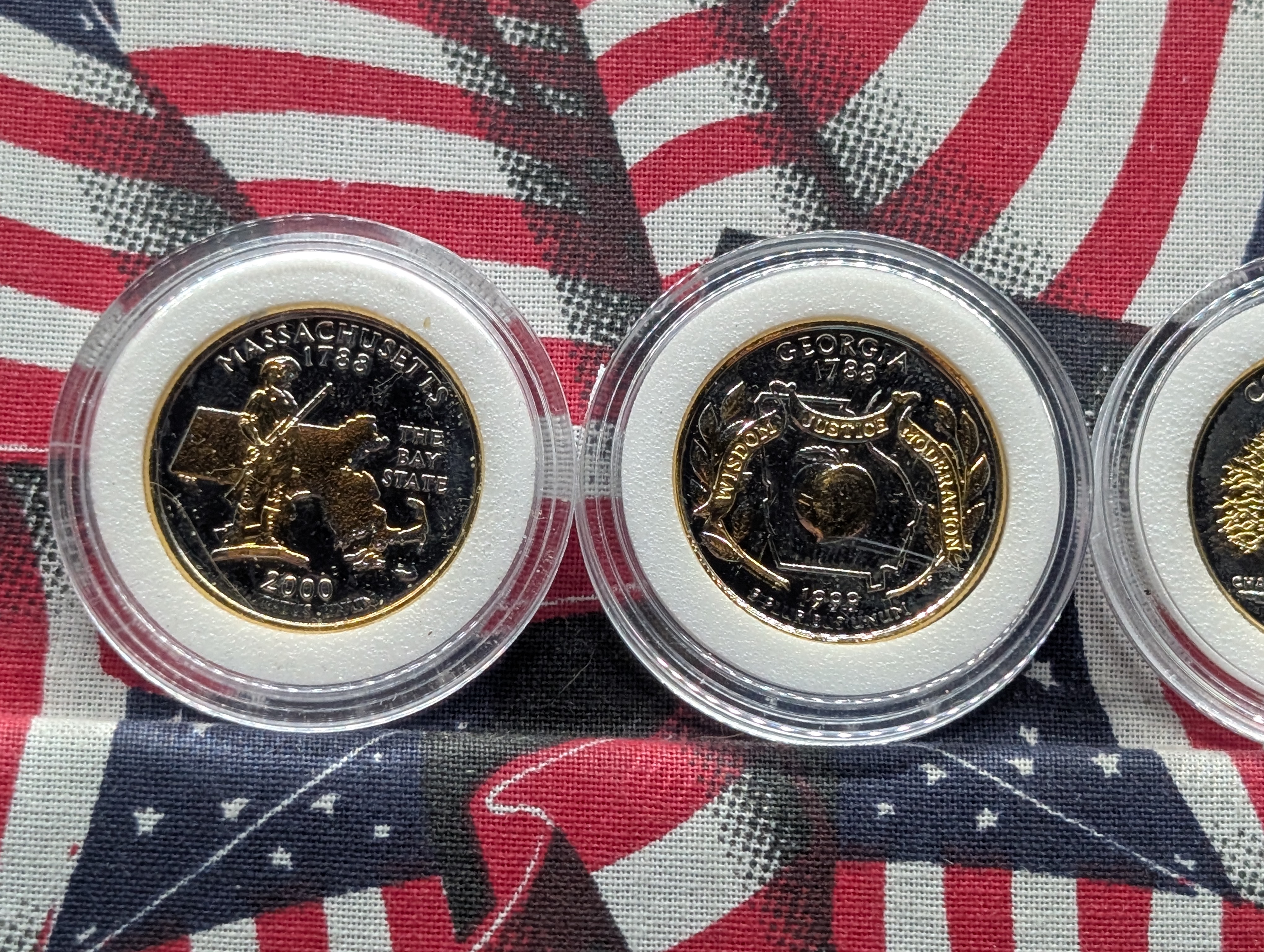 1999 & 2000 Gold Accented 7-Coin State Quarter Set