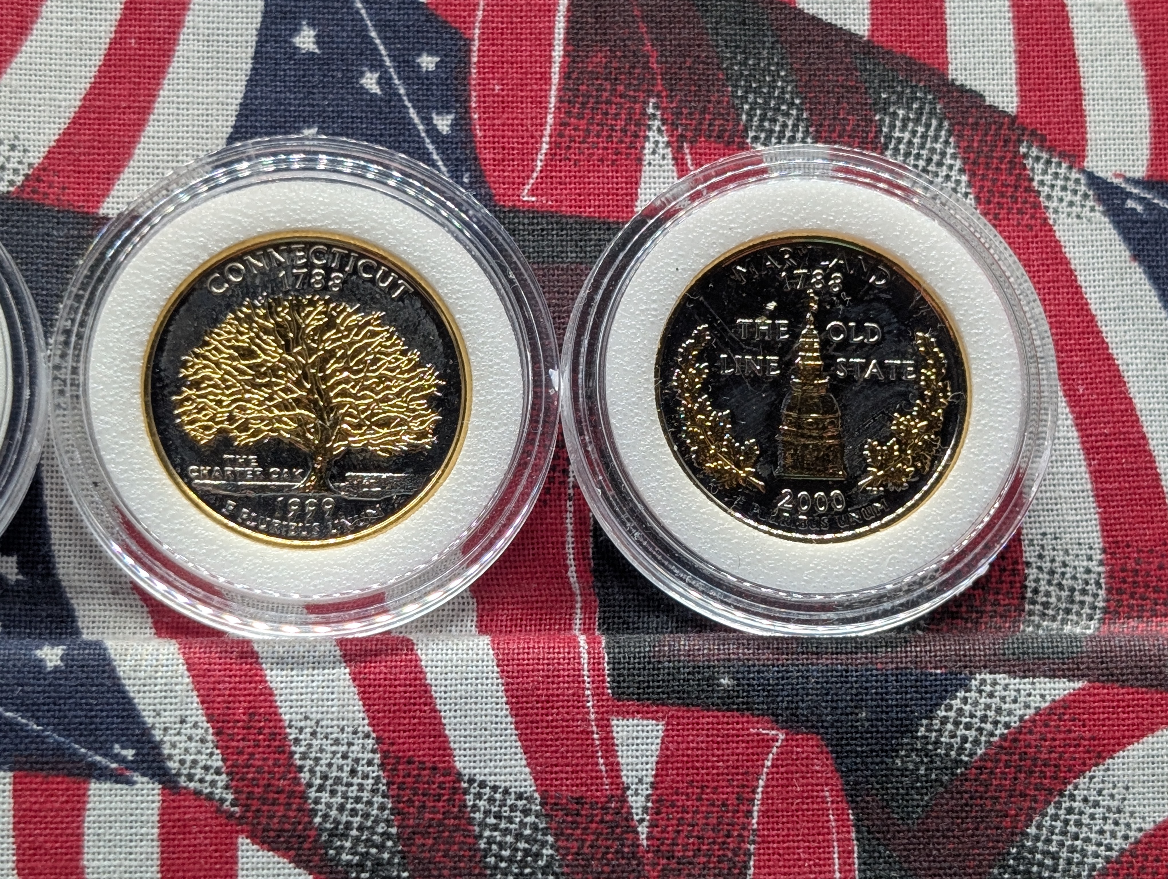 1999 & 2000 Gold Accented 7-Coin State Quarter Set
