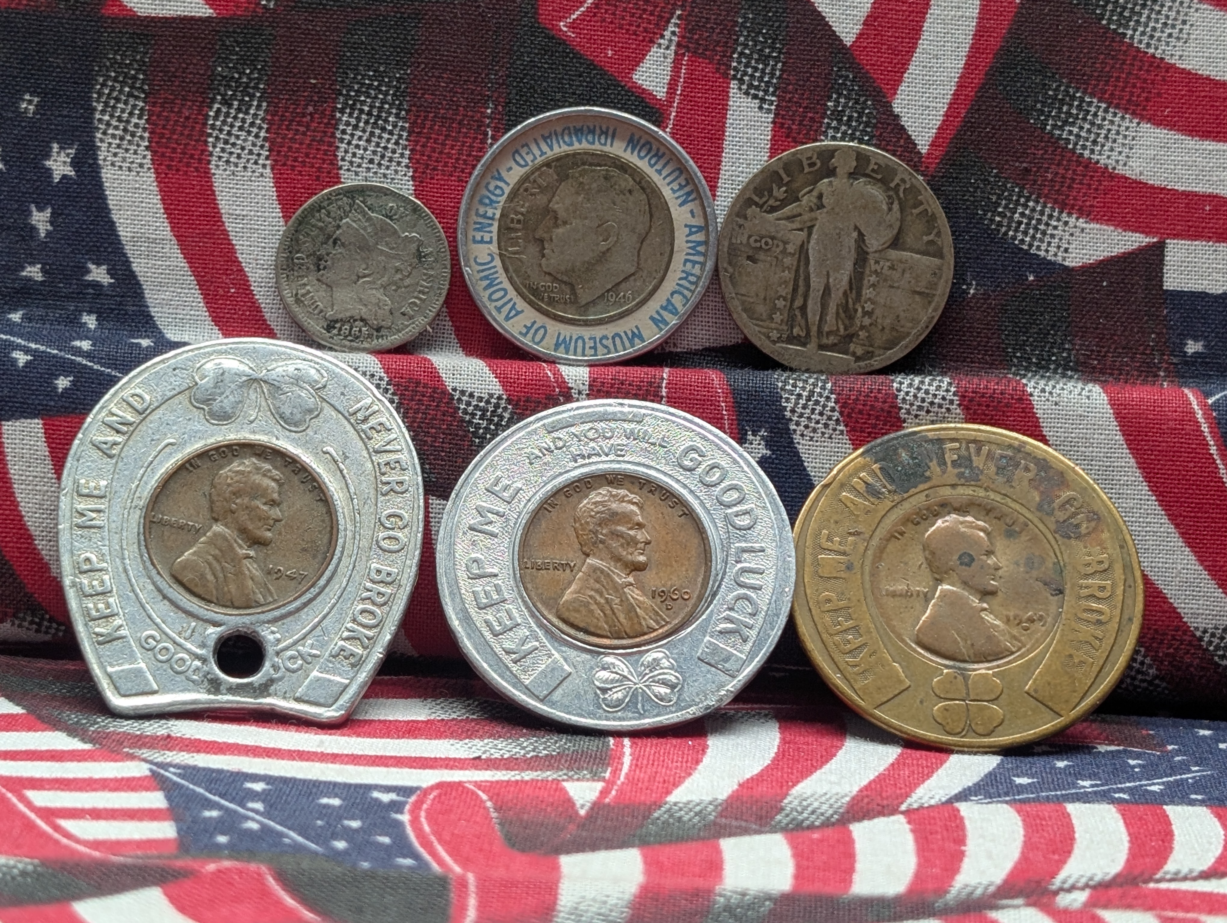 Historic Group of OLD U.S. Coins - Includes SILVER Standing Quarter, Neutron Irradiated 1946 SILVER Dime, 1865 Three Cent Nickel, Lucky Penn