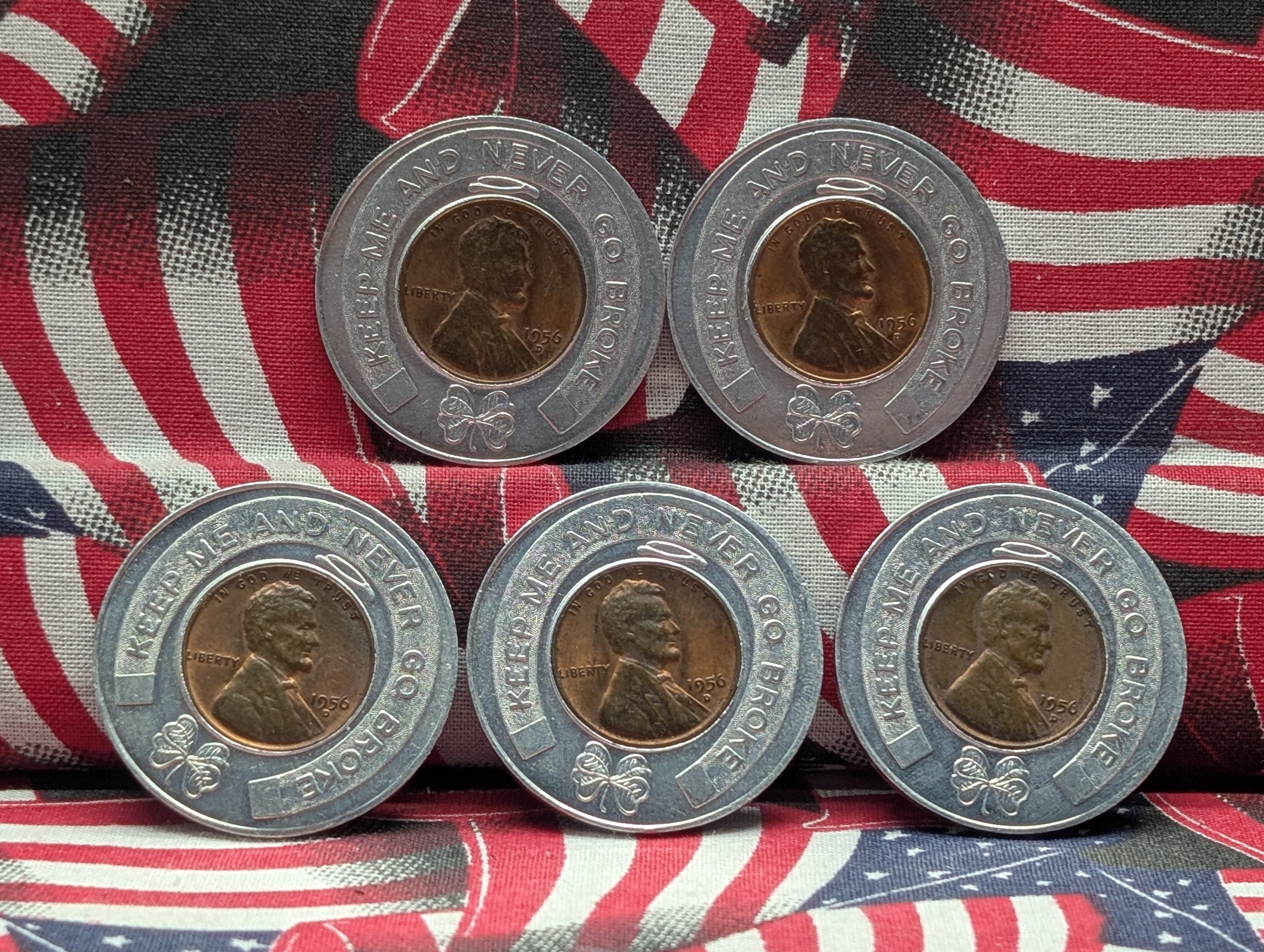 (5) 1956-D Wheat Cent Tokens