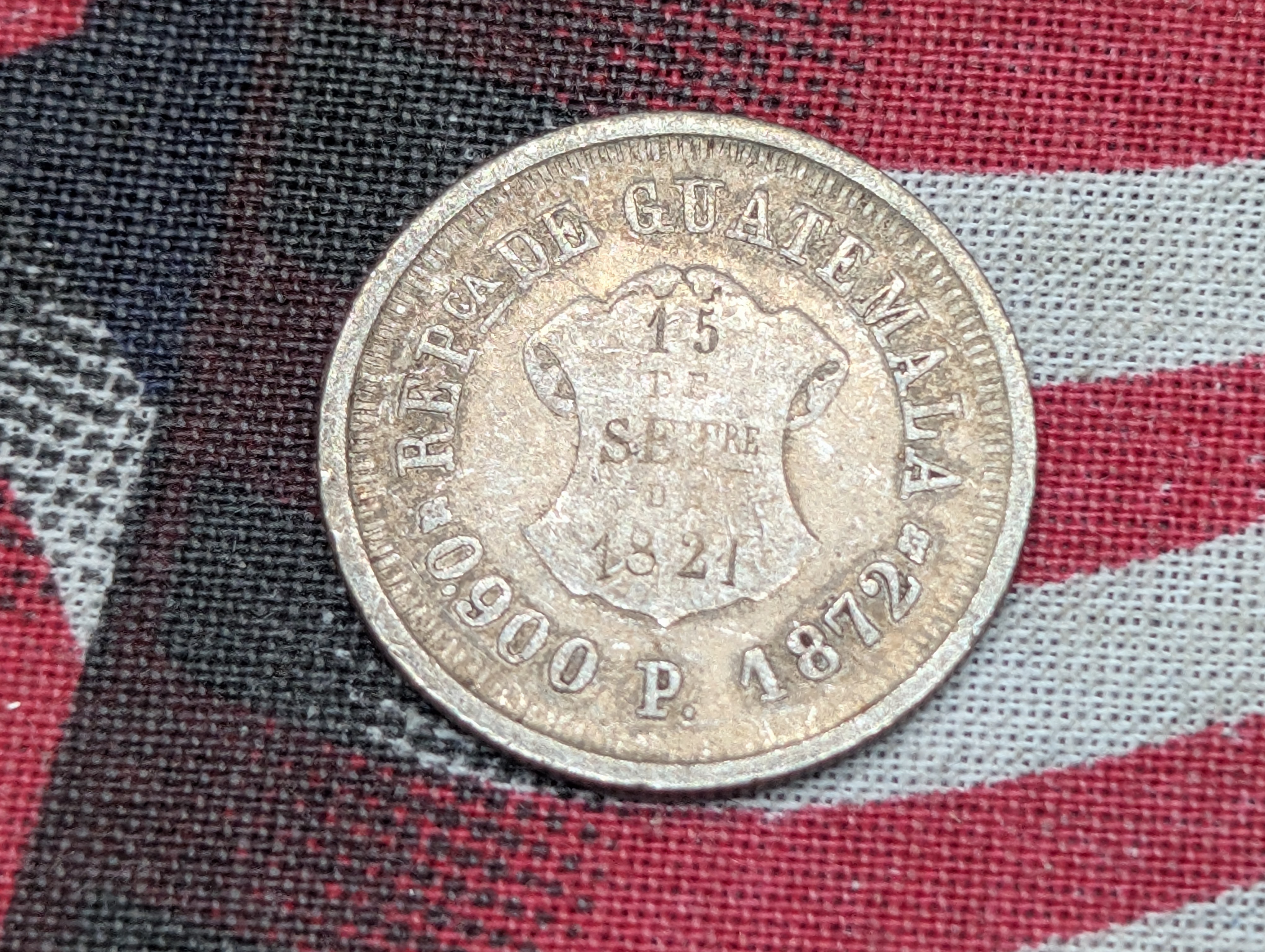 1872 Guatemala 1-Real 90% SILVER Coin