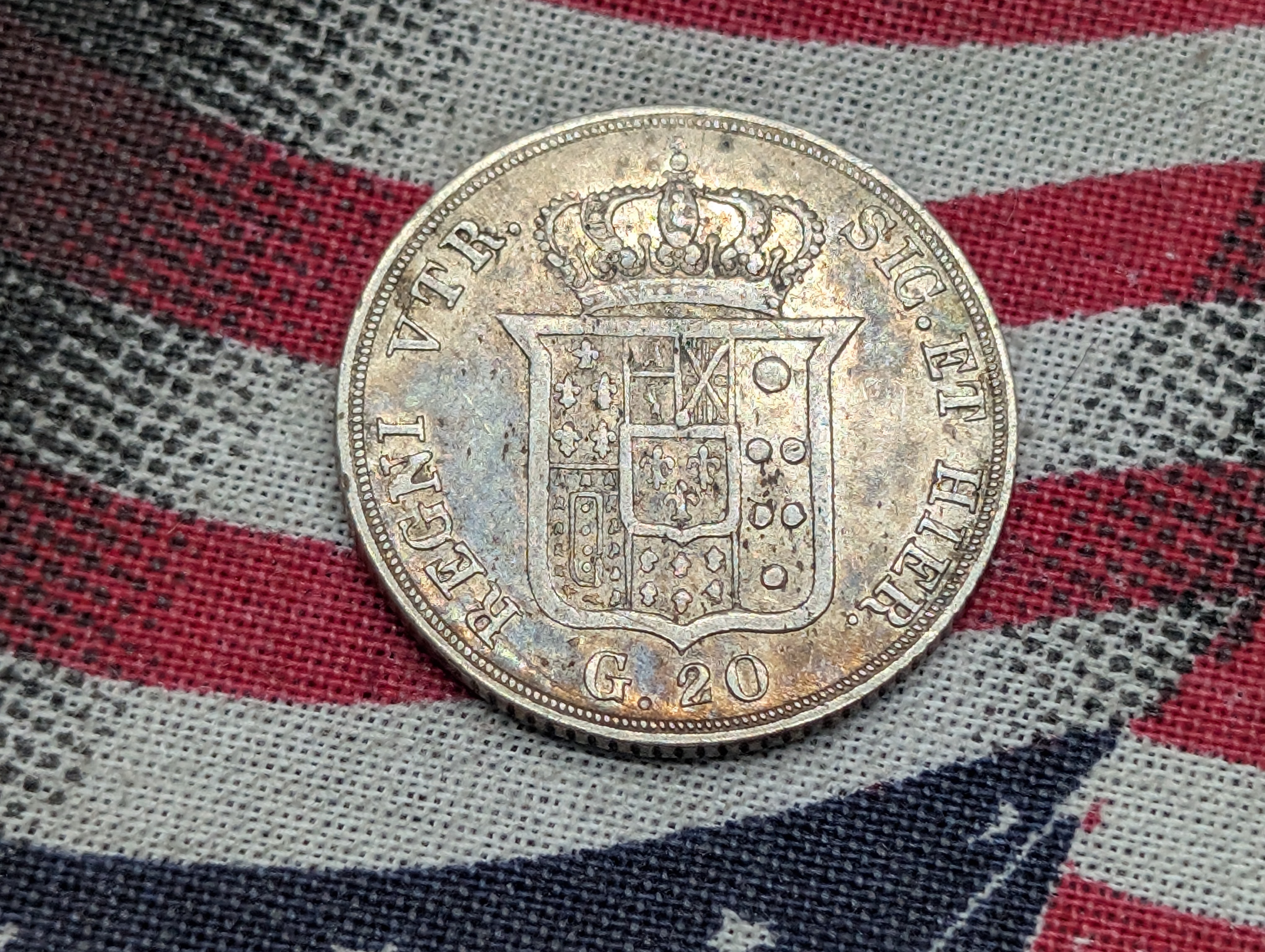 1835 Italian States - Naples - 20 Grana SILVER Coin