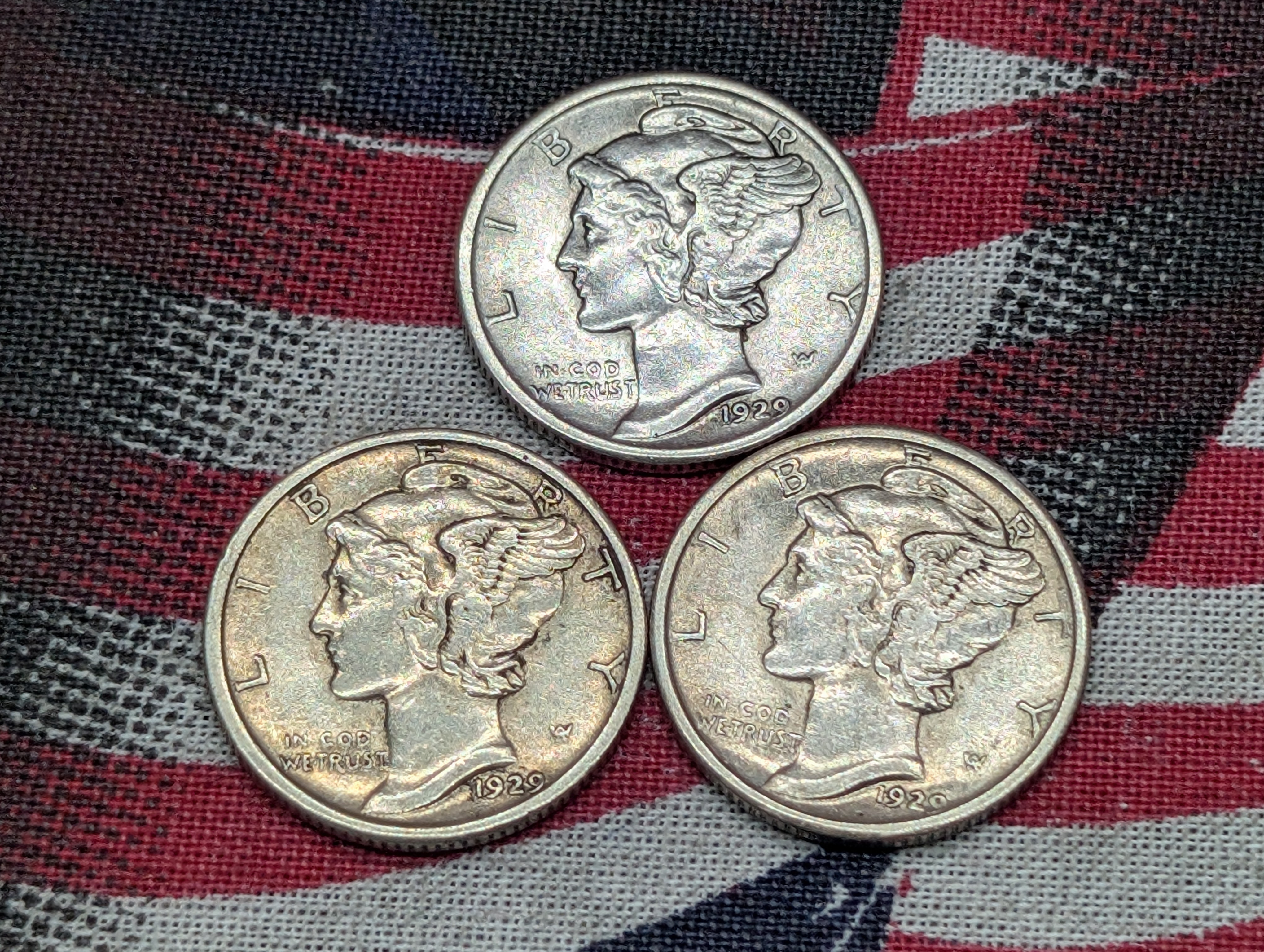 1929-P, D, & S Mercury 90% Silver Dimes