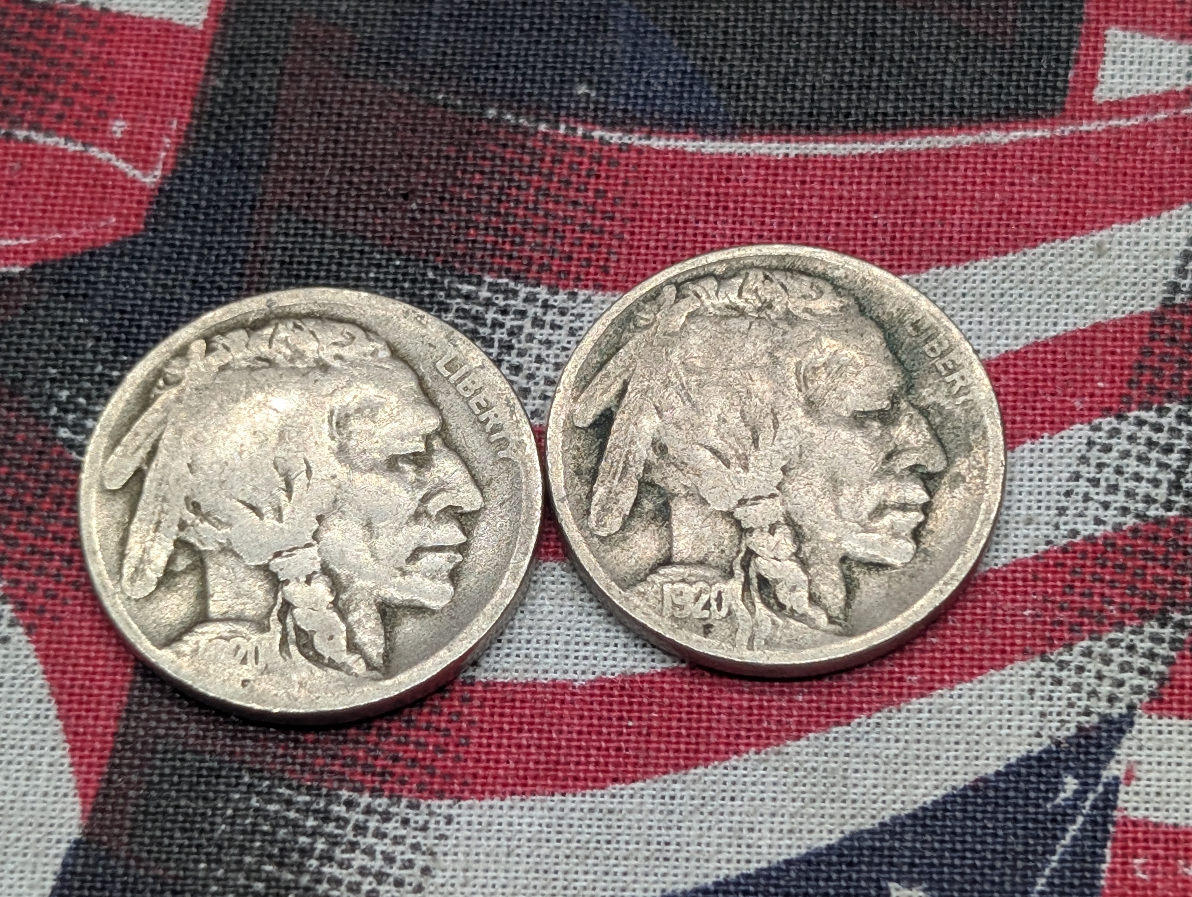 (2) 1920-P Indian Head Buffalo Nickels