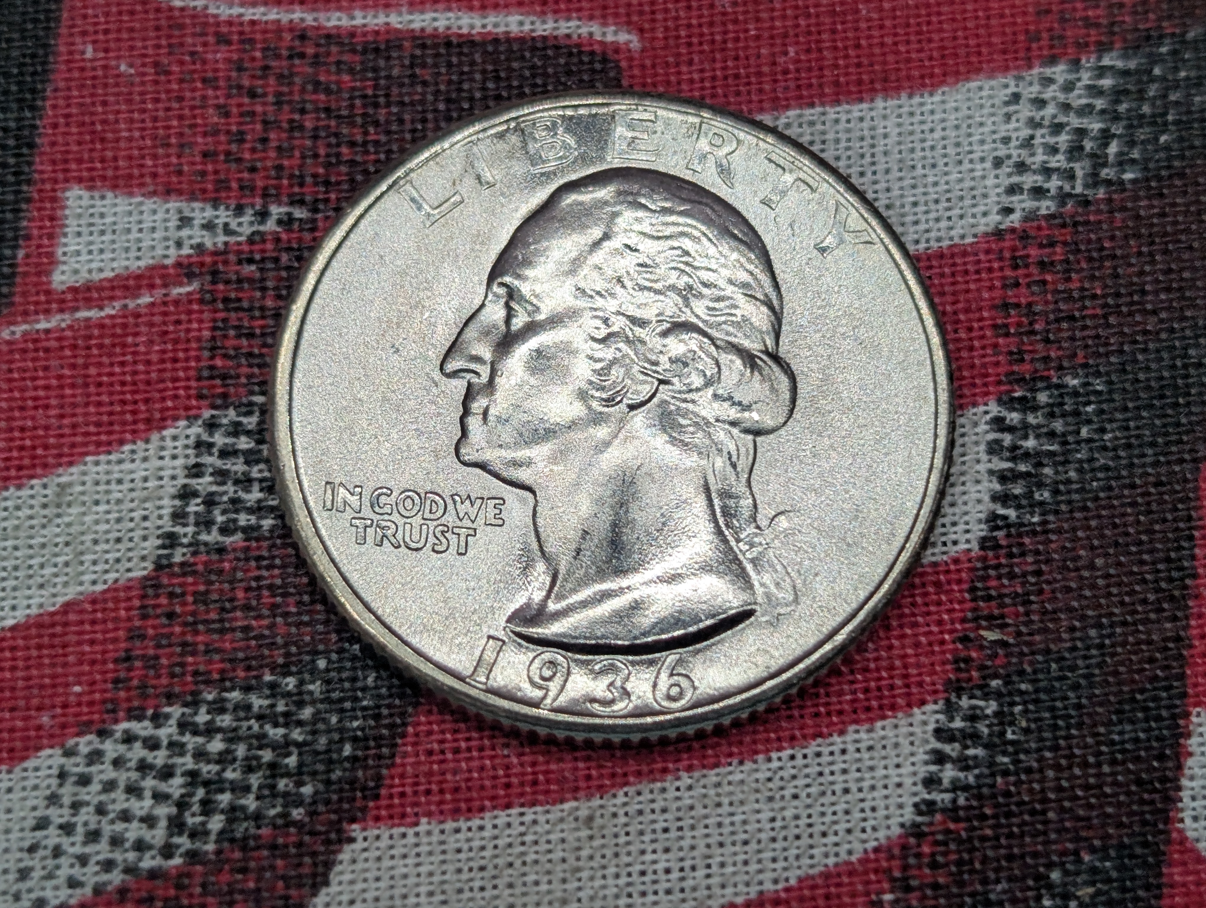 1936 Washington 90% Silver Quarter - Appears UNC.