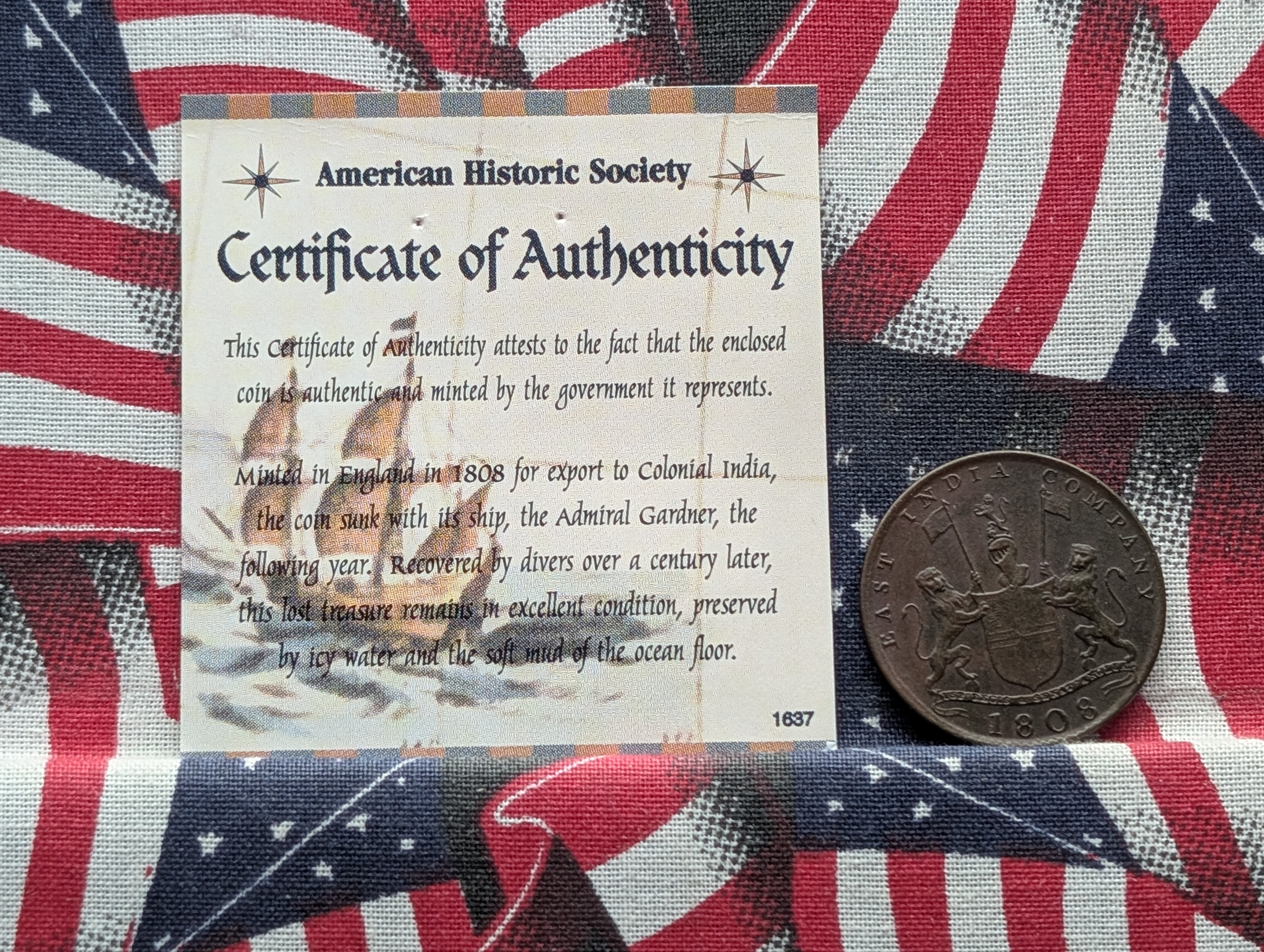 1808 East Indian Company X (10) Cash Coin - Recovered from the Admiral Gardner SHIPWRECK!!