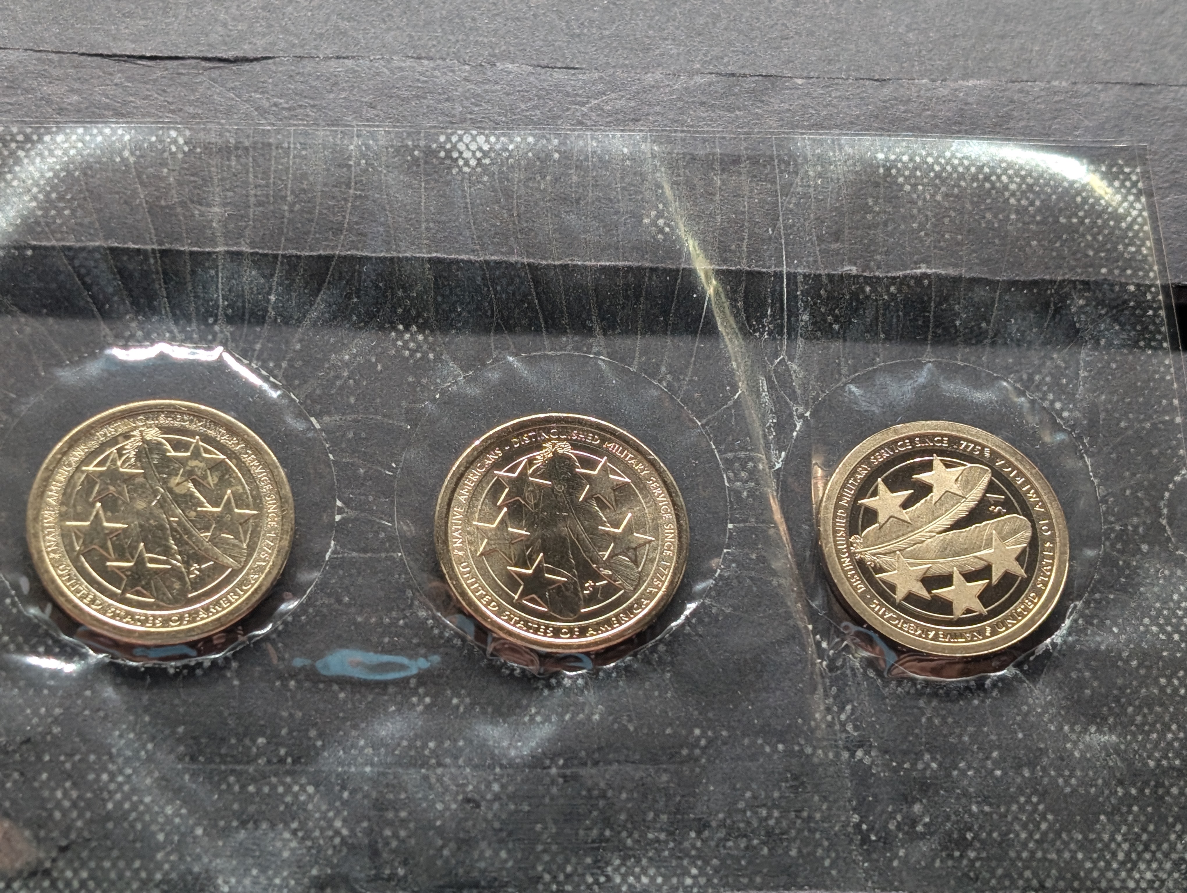 2021-P, D, & S Proof Native American in Military Service Dollar 3-Coin Set