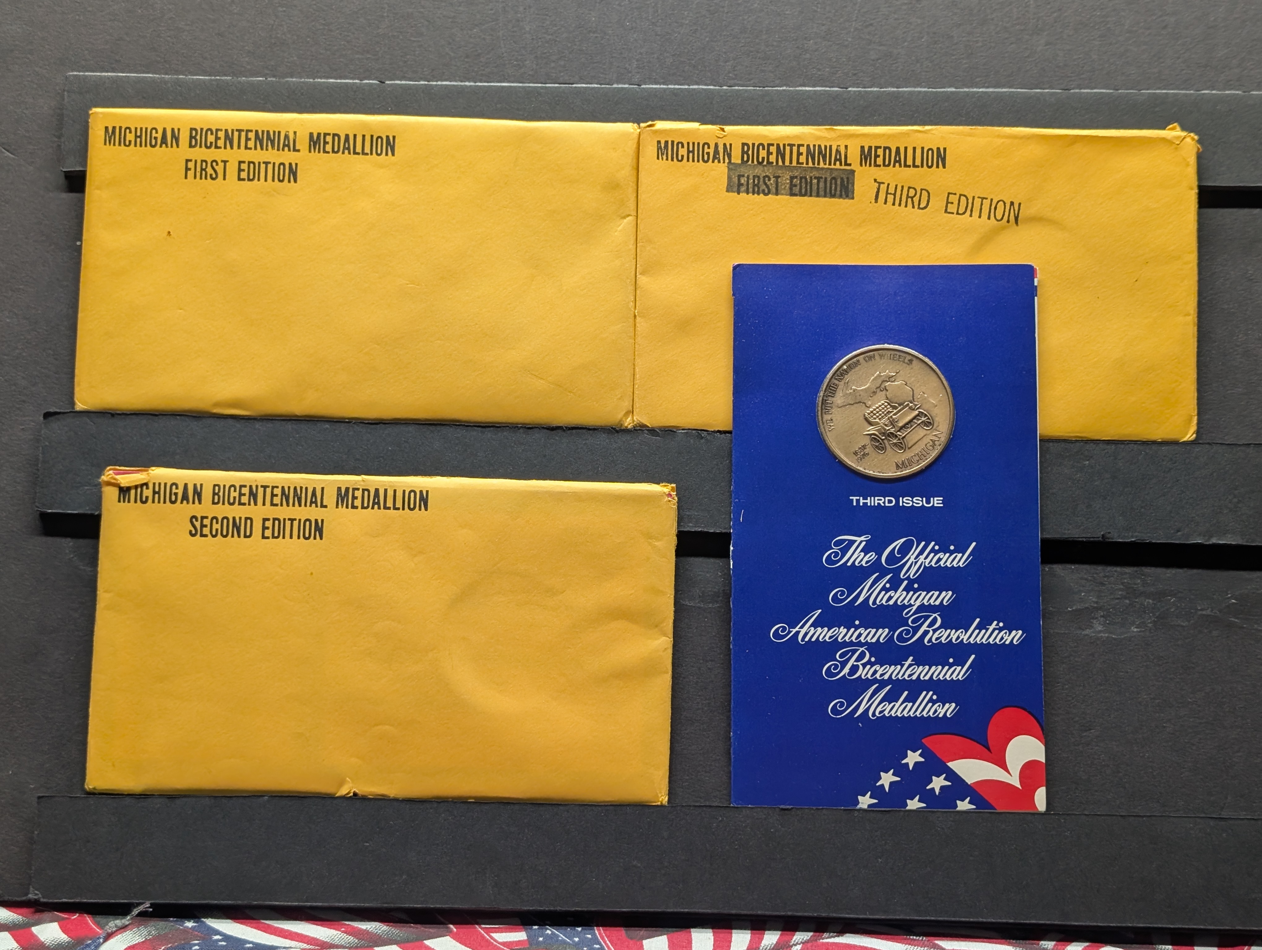(3) Michigan Bicentennial Medals - 1st, 2nd, & 3rd Editions