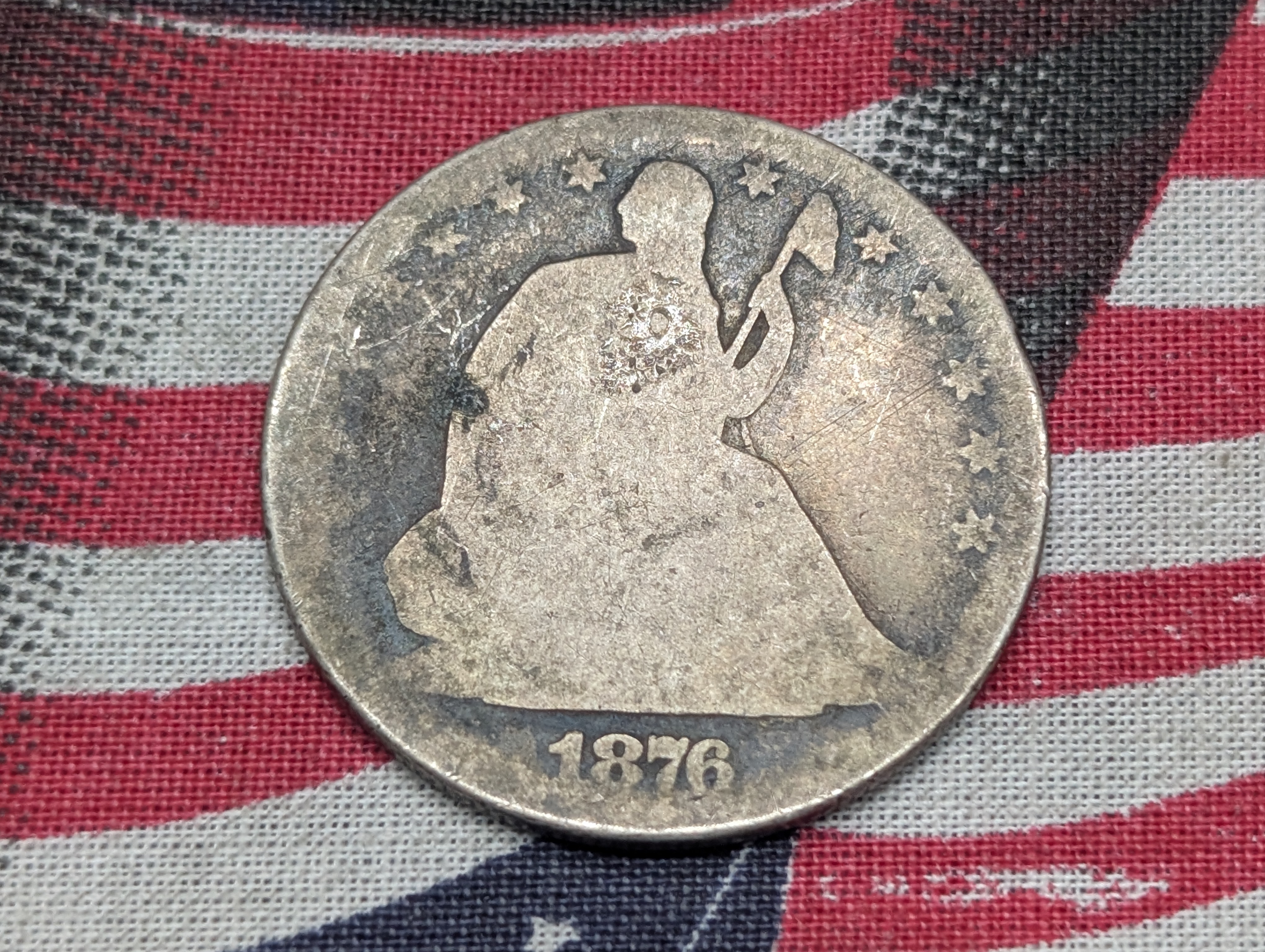 1876 Seated Liberty 90% Silver Half-Dollar