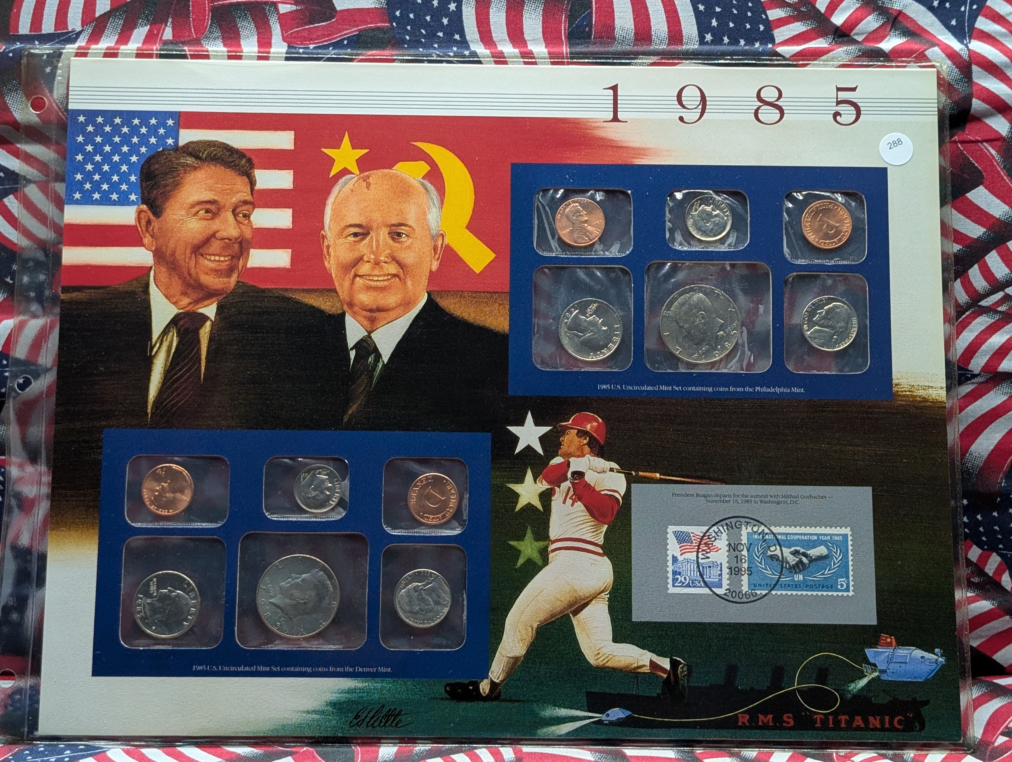 1985-P&D U.S. Mint Uncirculated Set w/ Historic Stamps