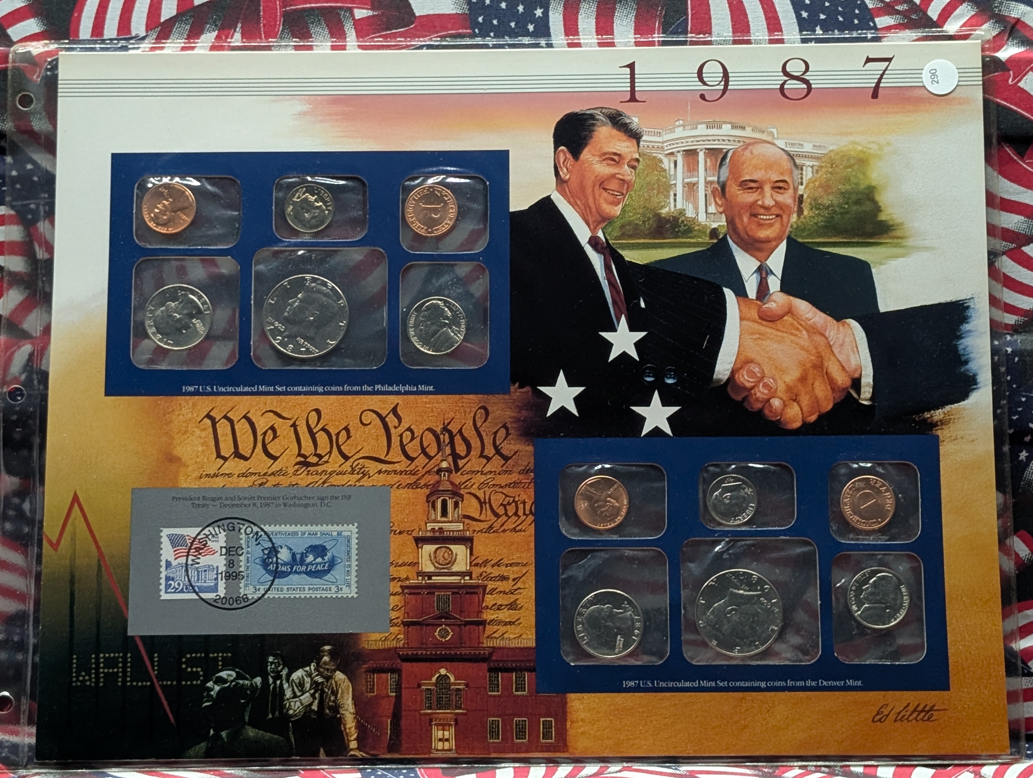 1987-P&D U.S. Mint Uncirculated Set w/ Historic Stamps