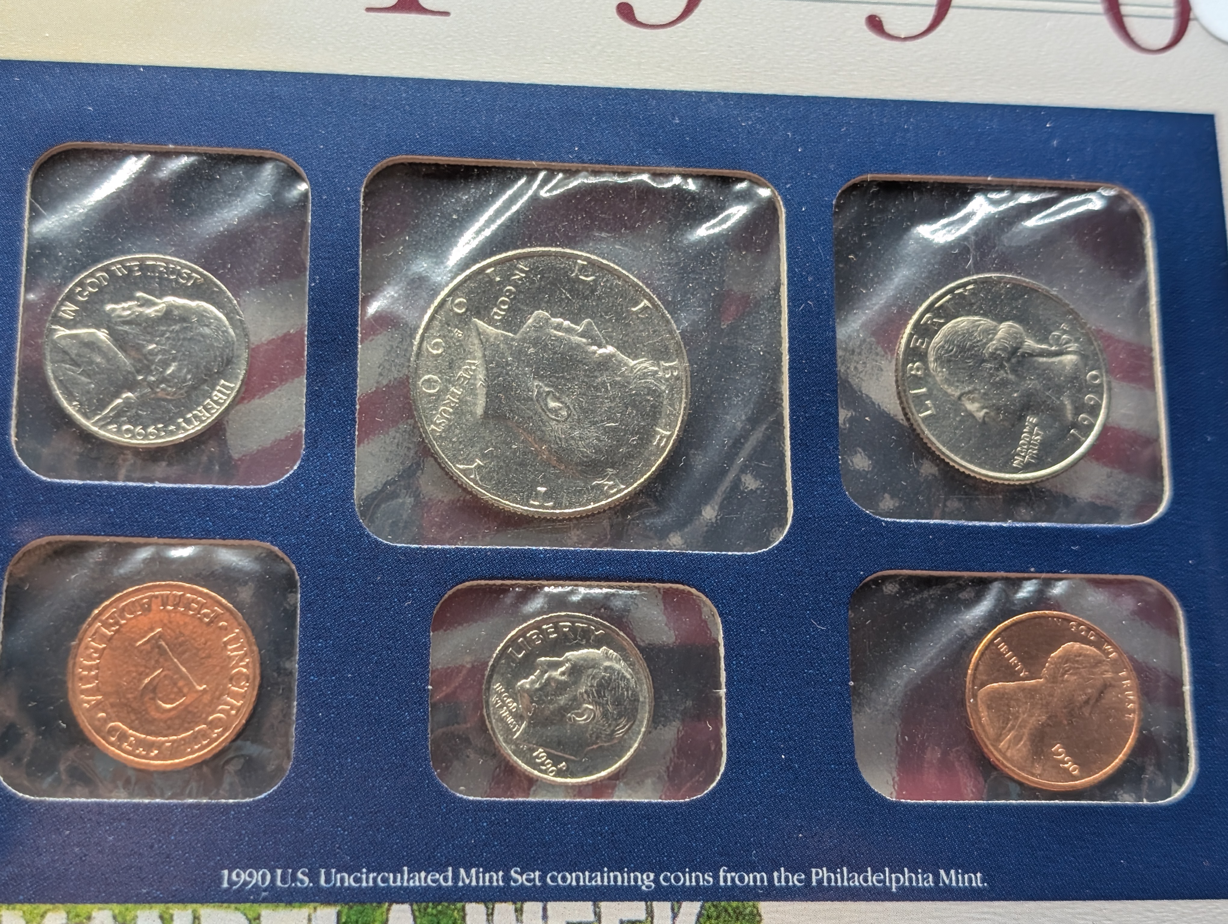 1990-P&D U.S. Mint Uncirculated Set w/ Historic Stamps