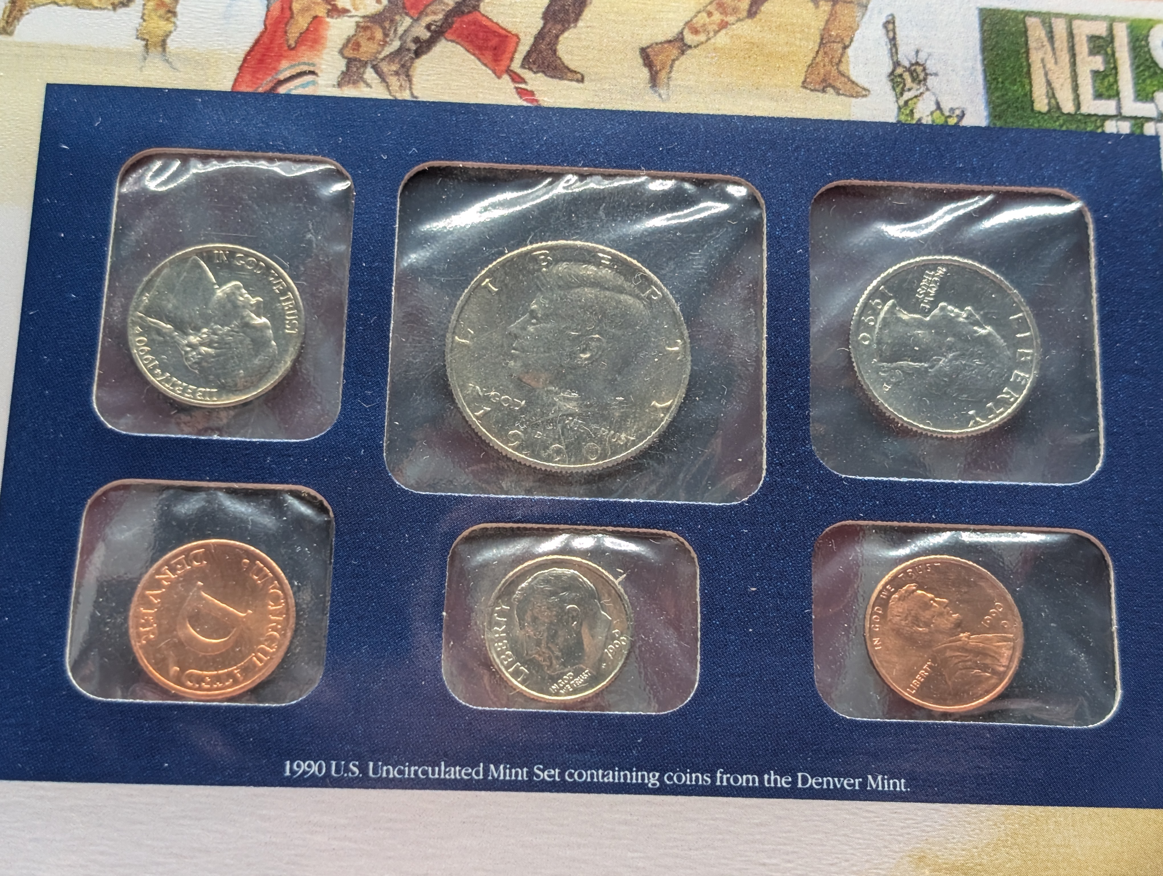 1990-P&D U.S. Mint Uncirculated Set w/ Historic Stamps