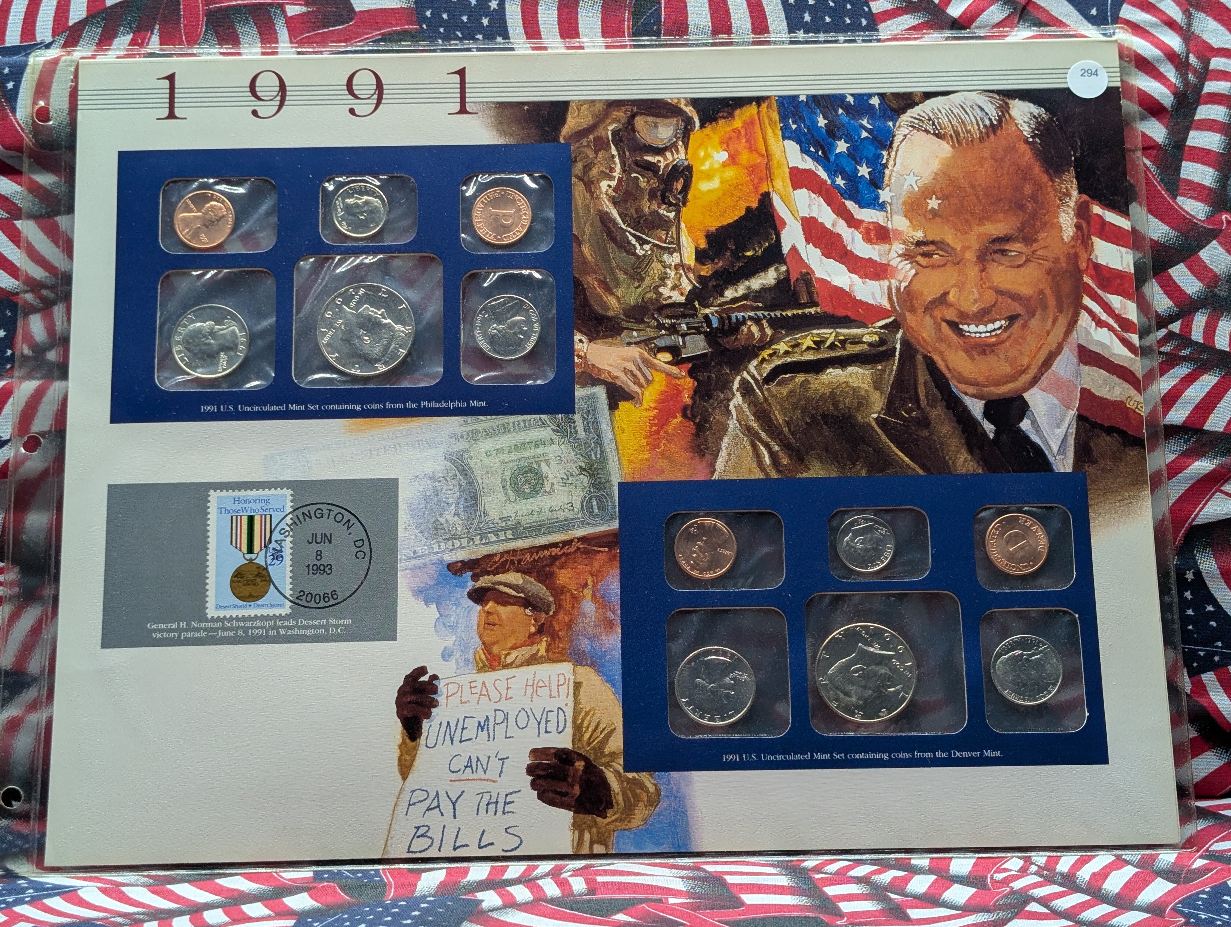 1991-P&D U.S. Mint Uncirculated Set w/ Historic Stamps