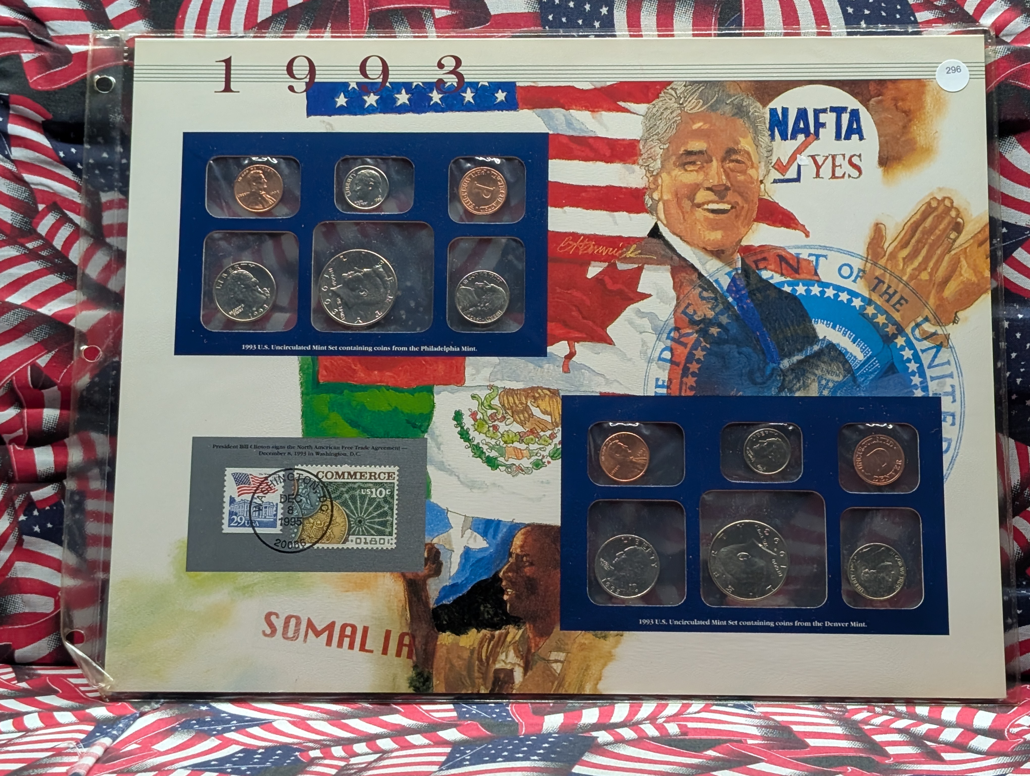 1993-P&D U.S. Mint Uncirculated Set w/ Historic Stamps