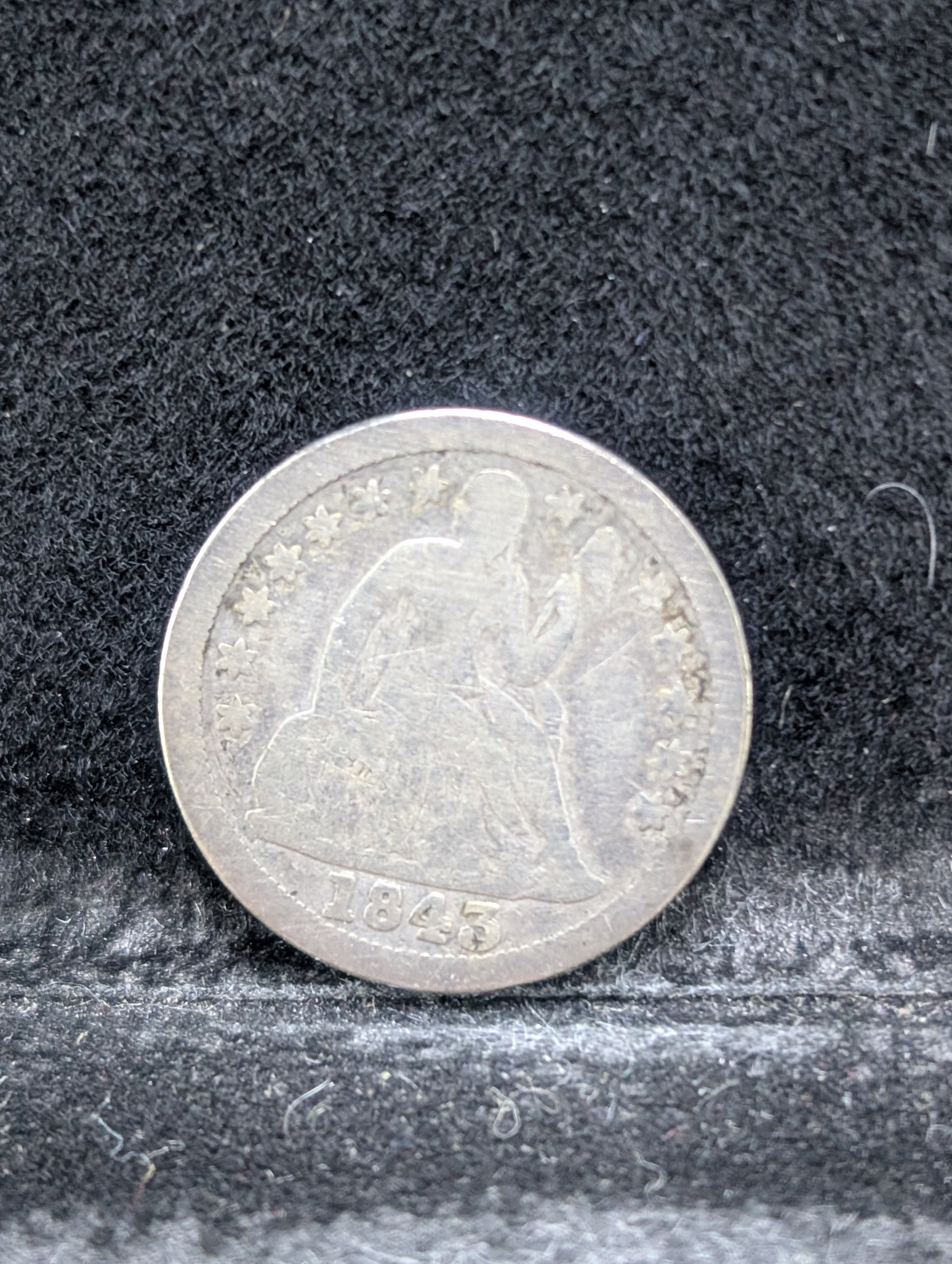1843 Seated Liberty 90% Silver Dime