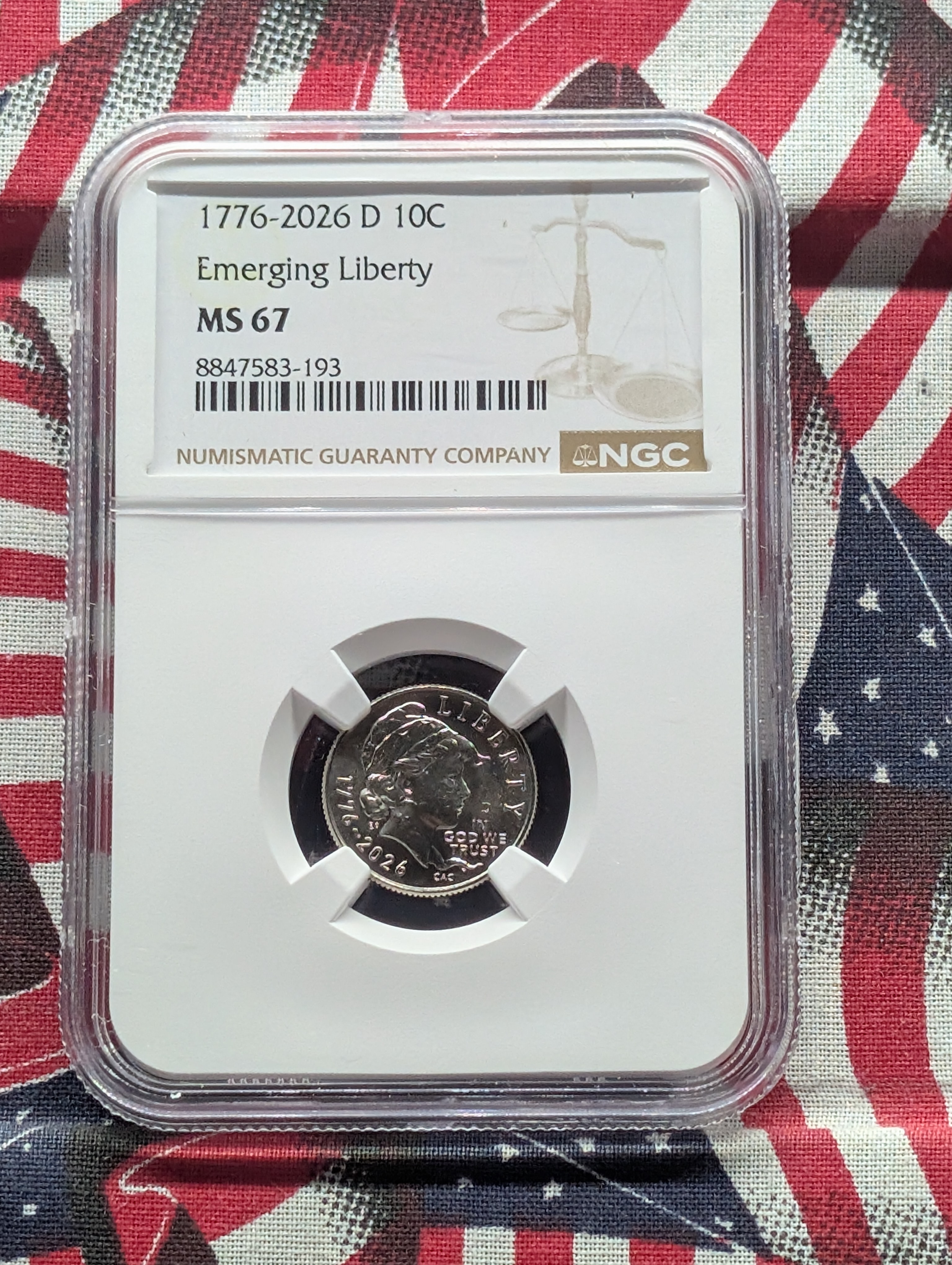 1776-2026-D Emerging Liberty Dime - NGC MS67