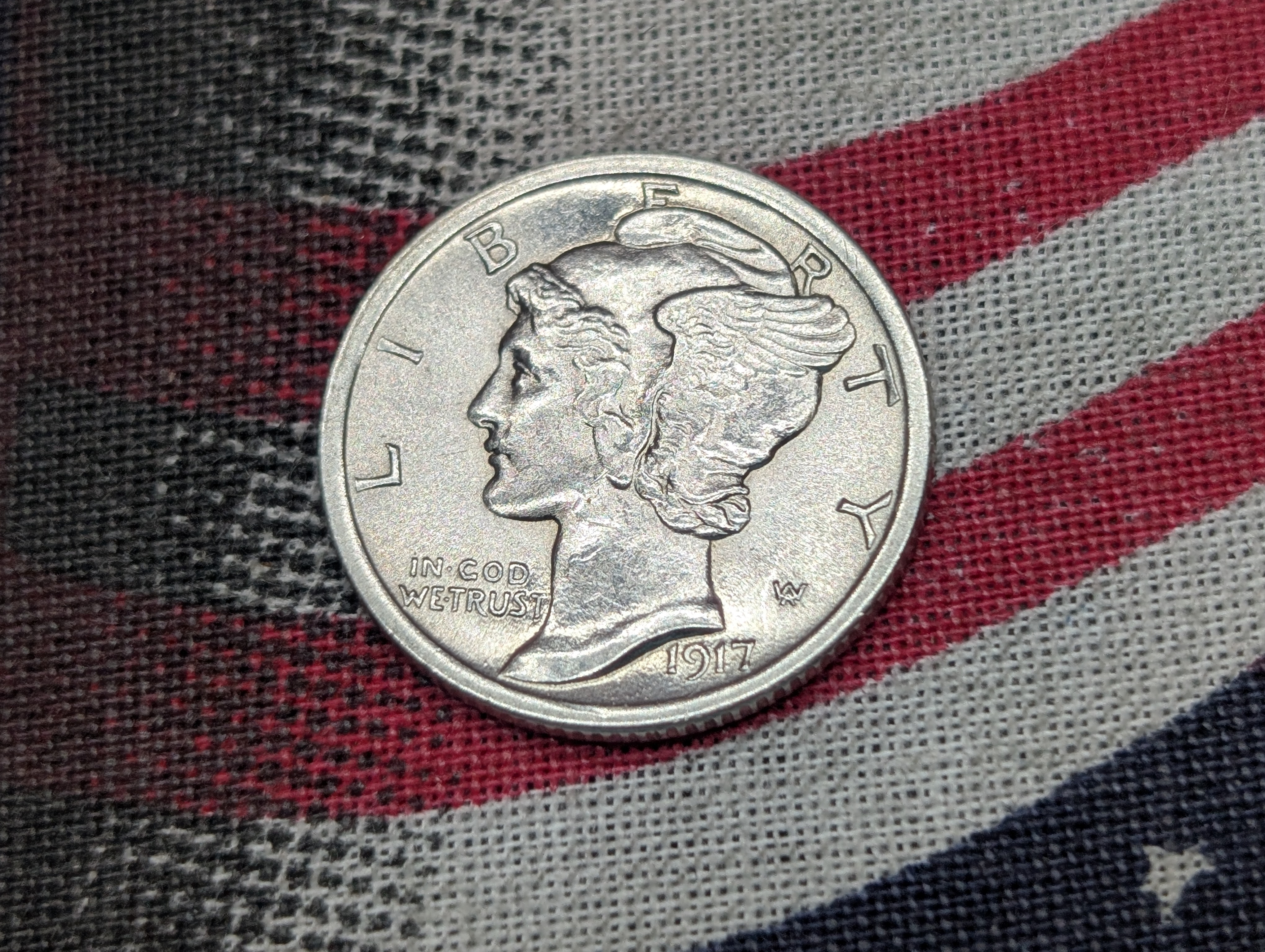 1917-P Mercury 90% Silver Dime
