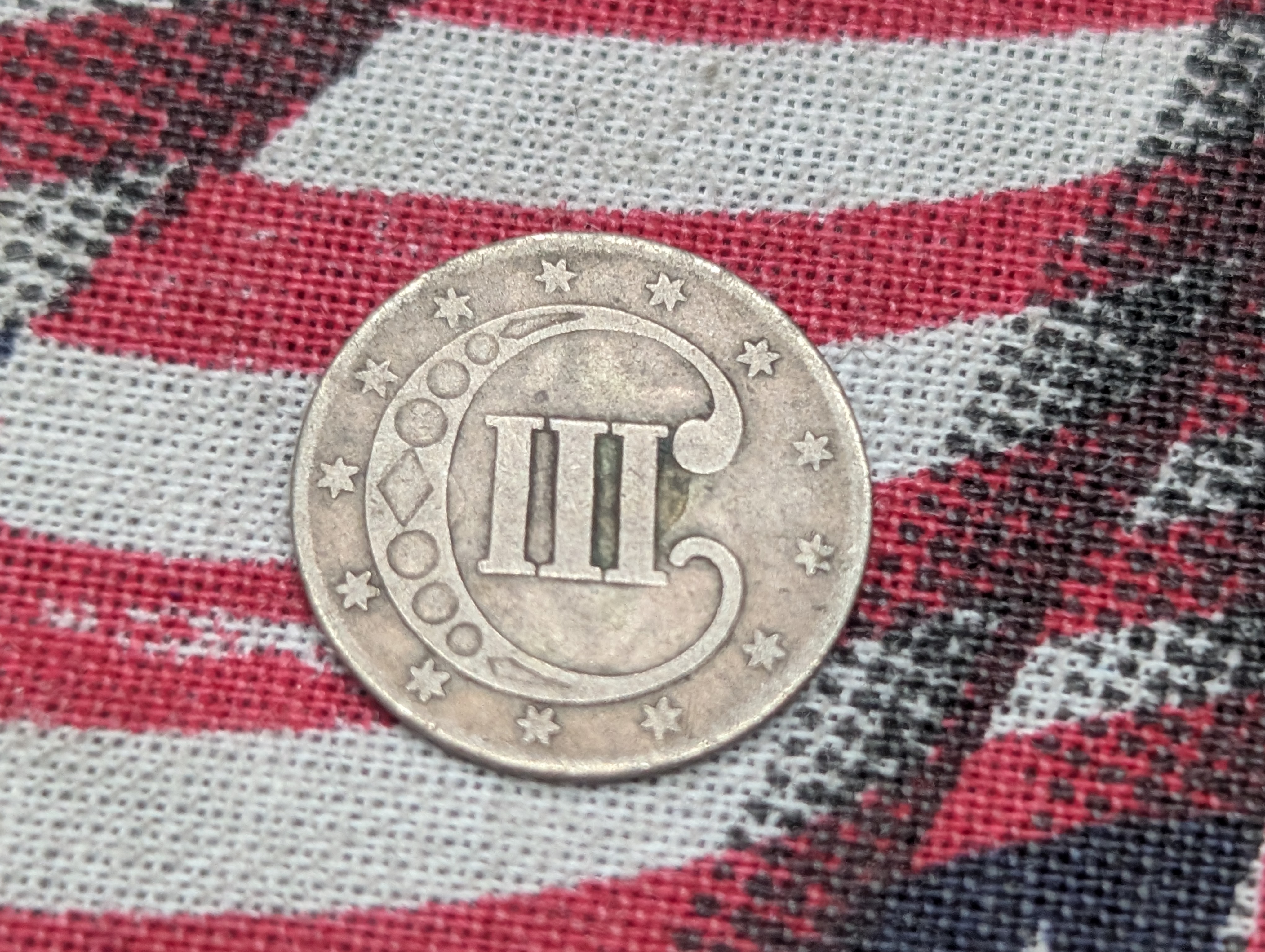 1852 Three-Cent SILVER "Trime"