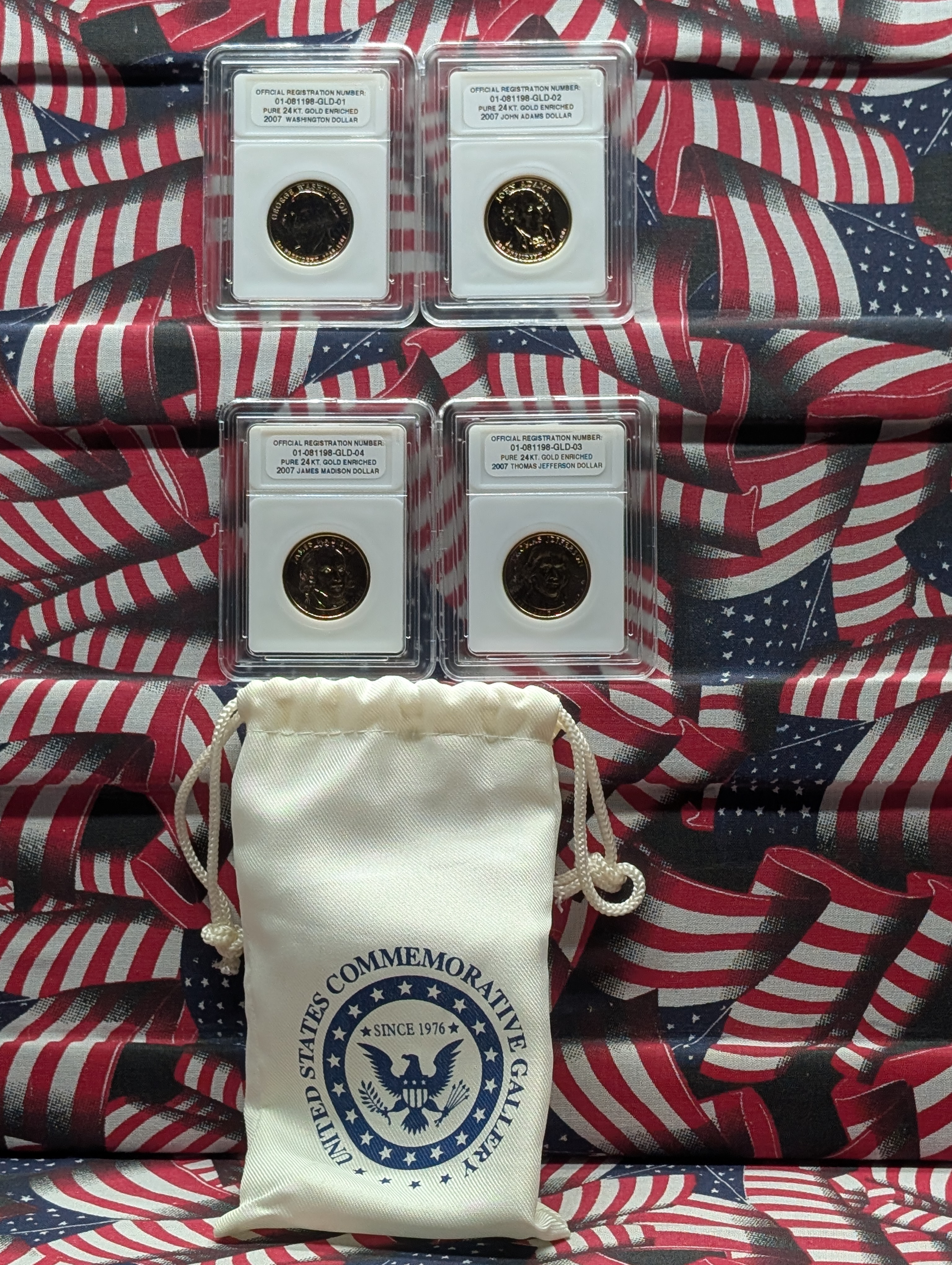 2007 Four-Coin Presidential Dollar Set - GOLD Enriched!!!