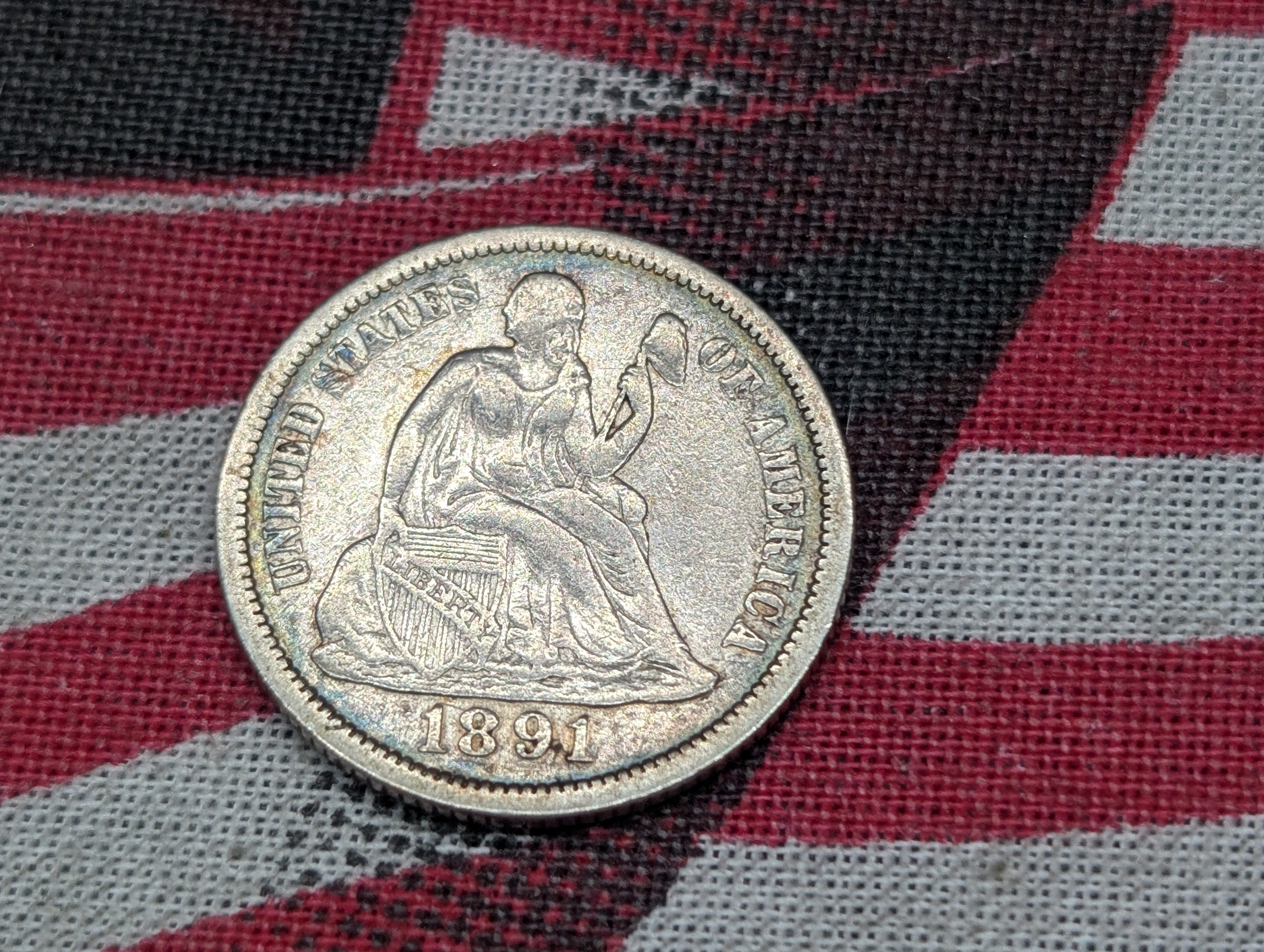1891 Seated Liberty 90% Silver Dime