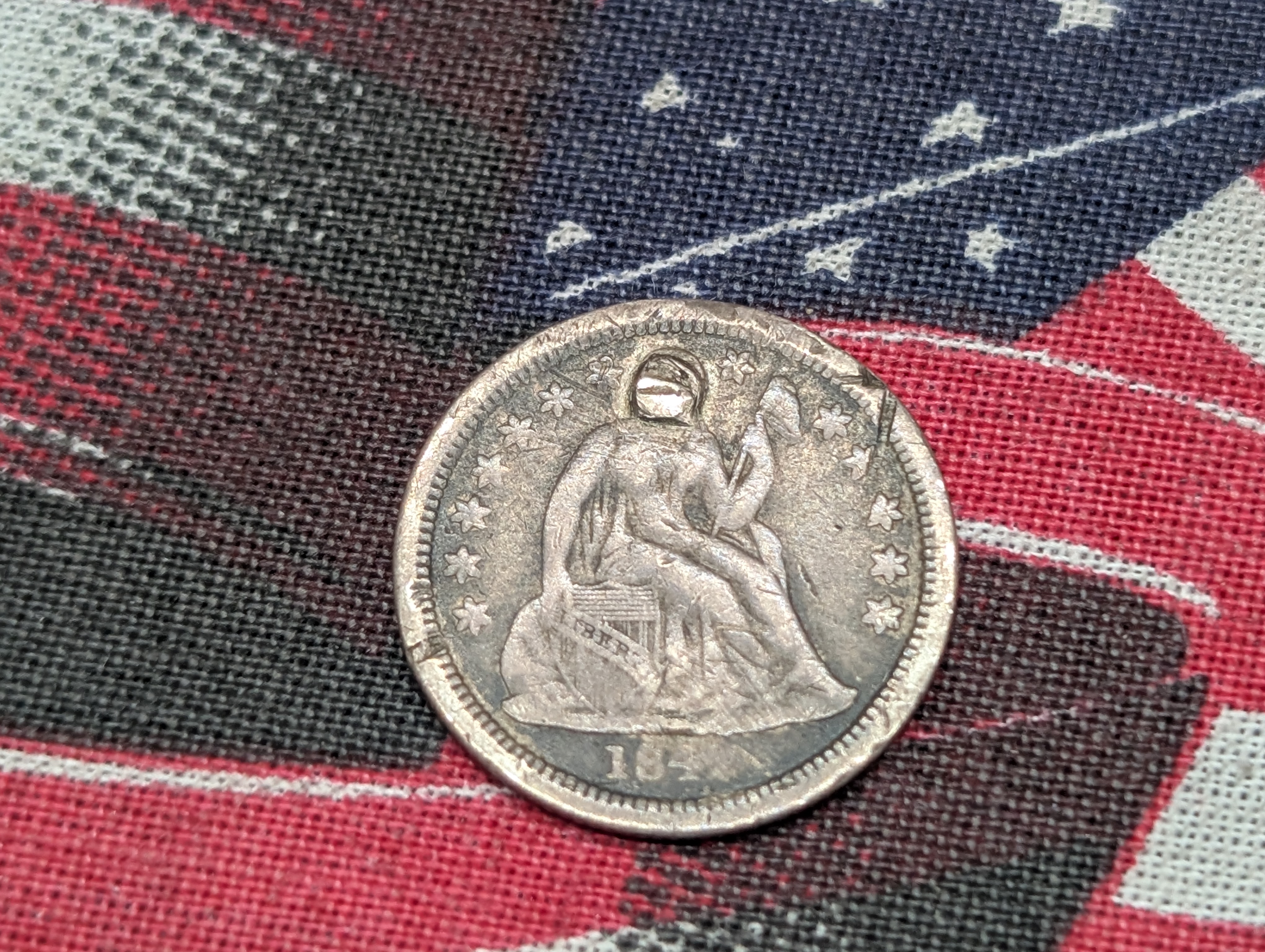 No Date Seated Liberty 90% Silver Dime "Love Token"