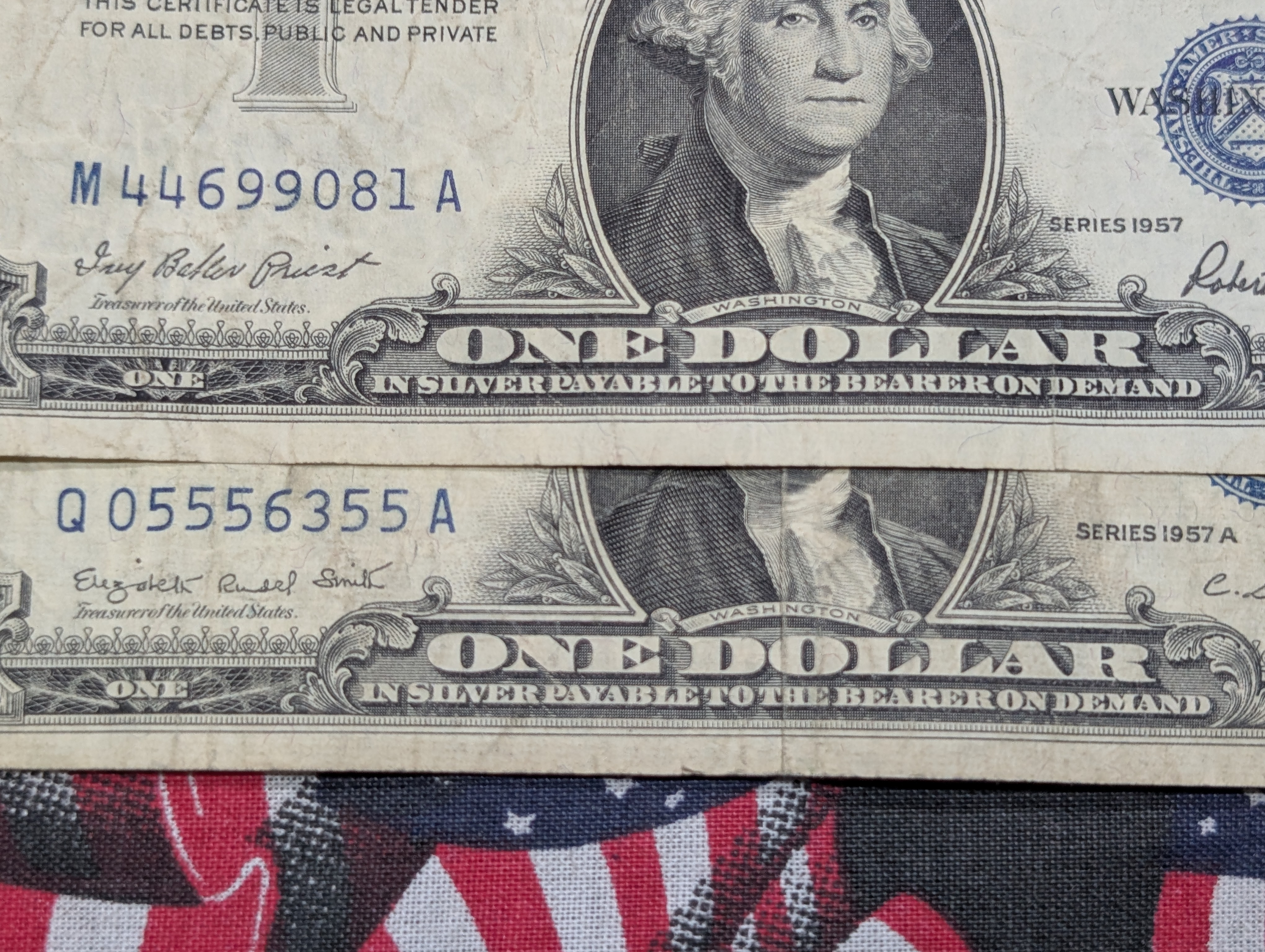 (2) 1957 Series & (3) 1957 A Series $1 Silver Certificate Notes