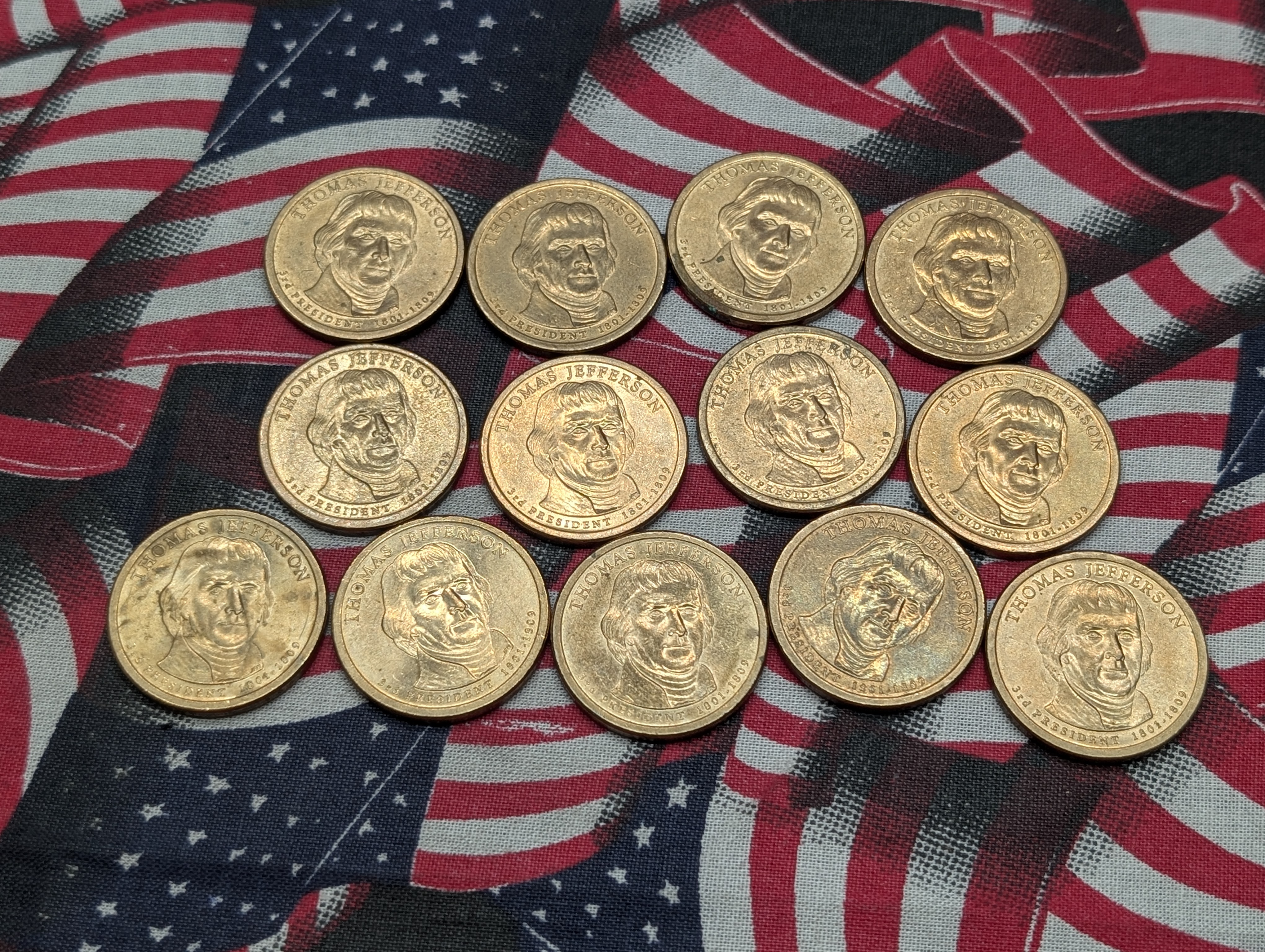 (13) 2007-P Thomas Jefferson Presidential One Dollars