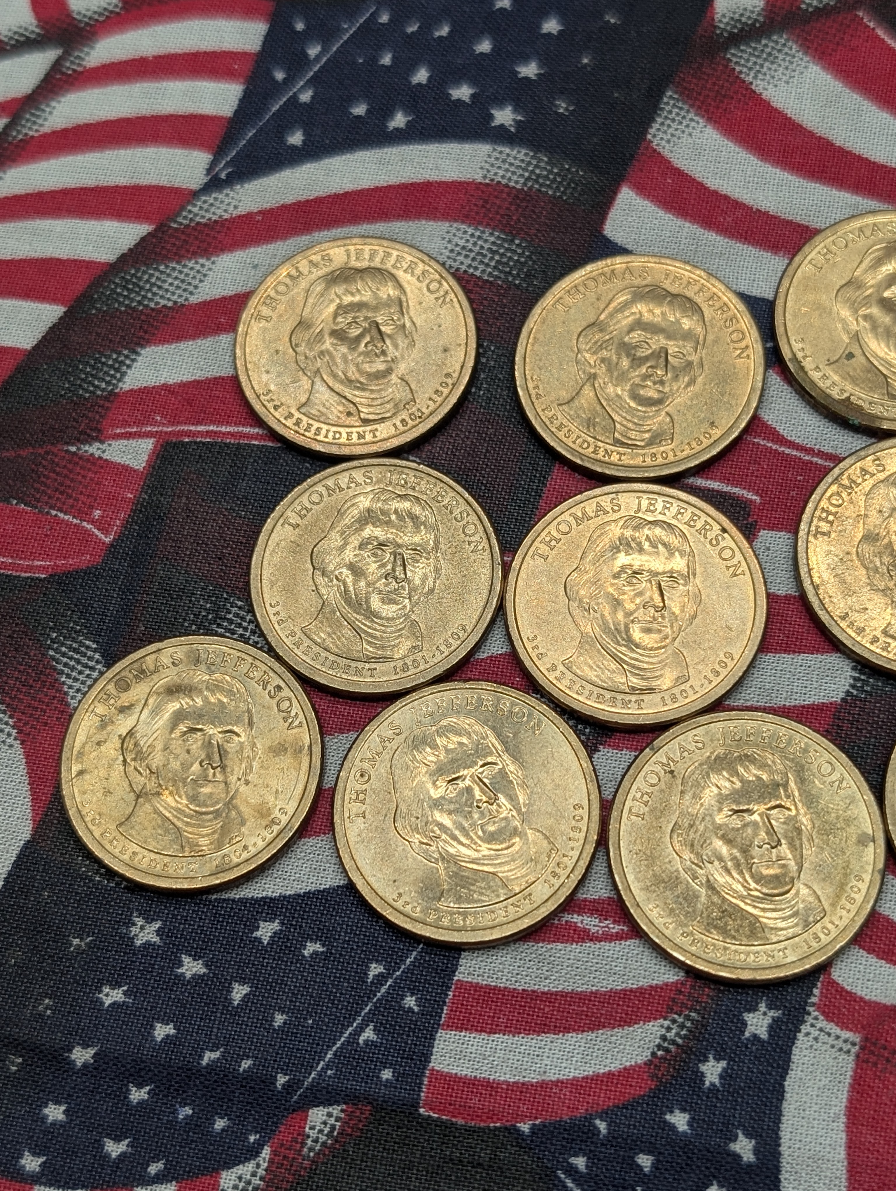 (13) 2007-P Thomas Jefferson Presidential One Dollars