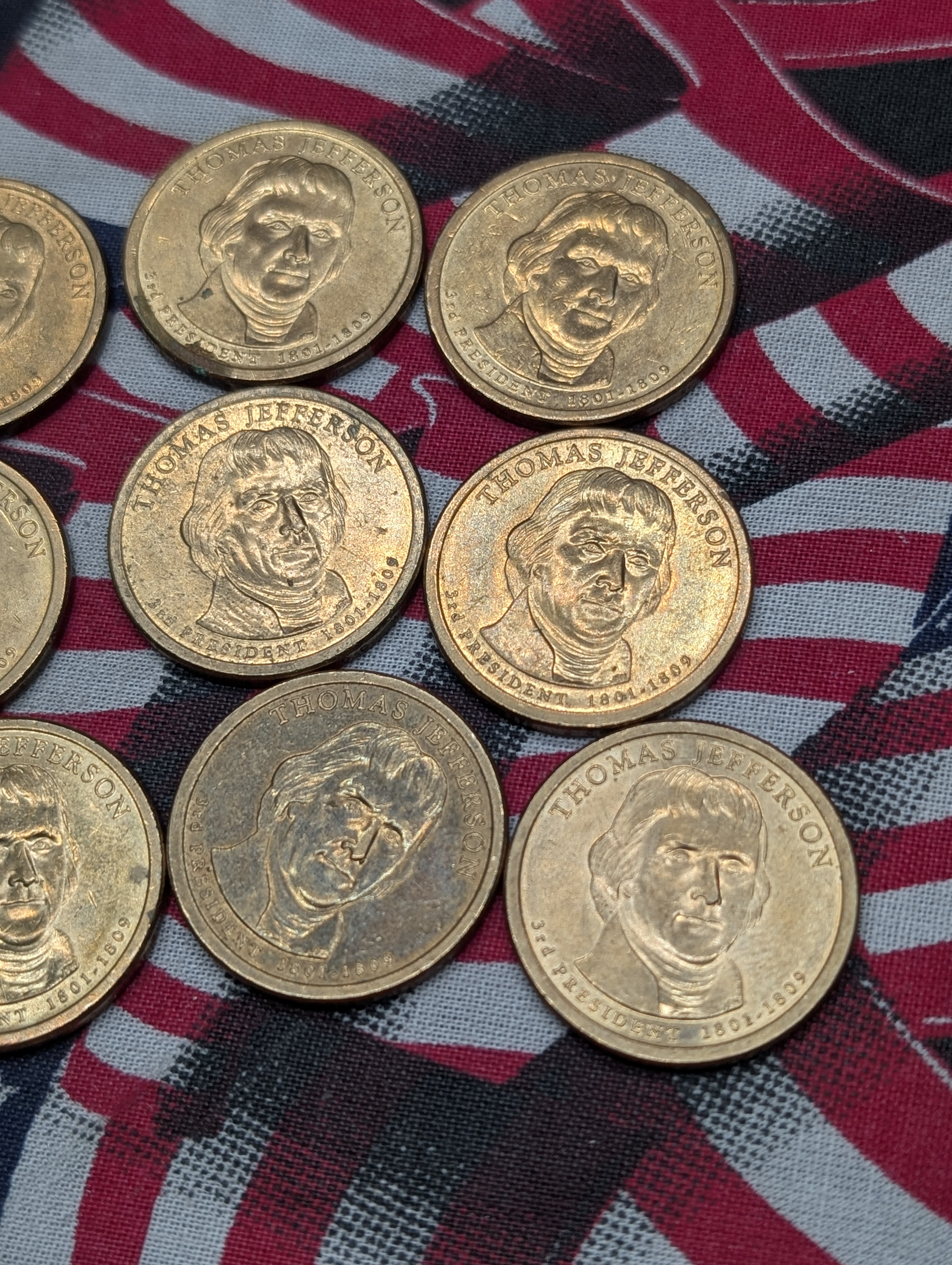 (13) 2007-P Thomas Jefferson Presidential One Dollars