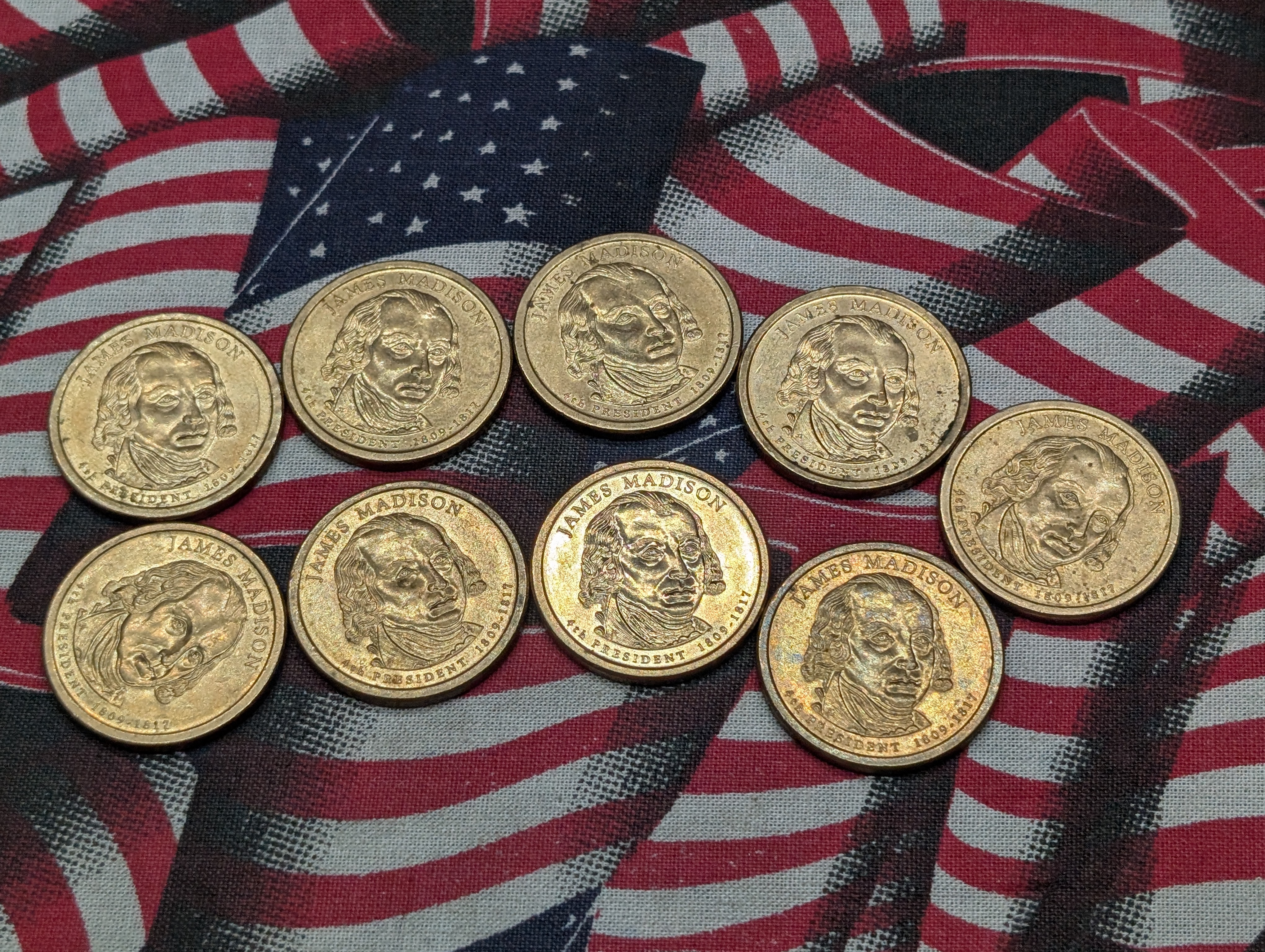 (9) 2007-P James Madison Presidential One Dollars