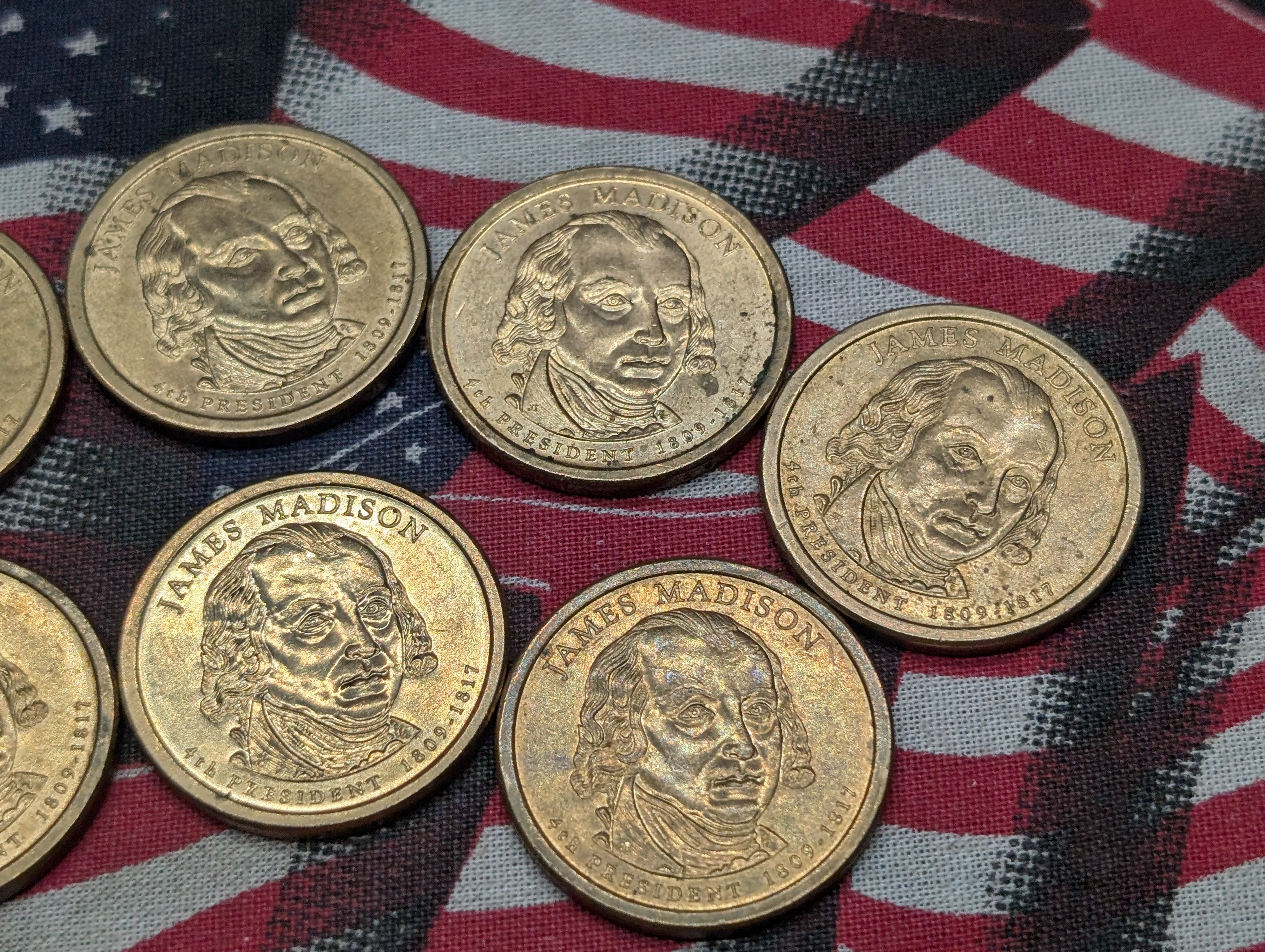 (9) 2007-P James Madison Presidential One Dollars