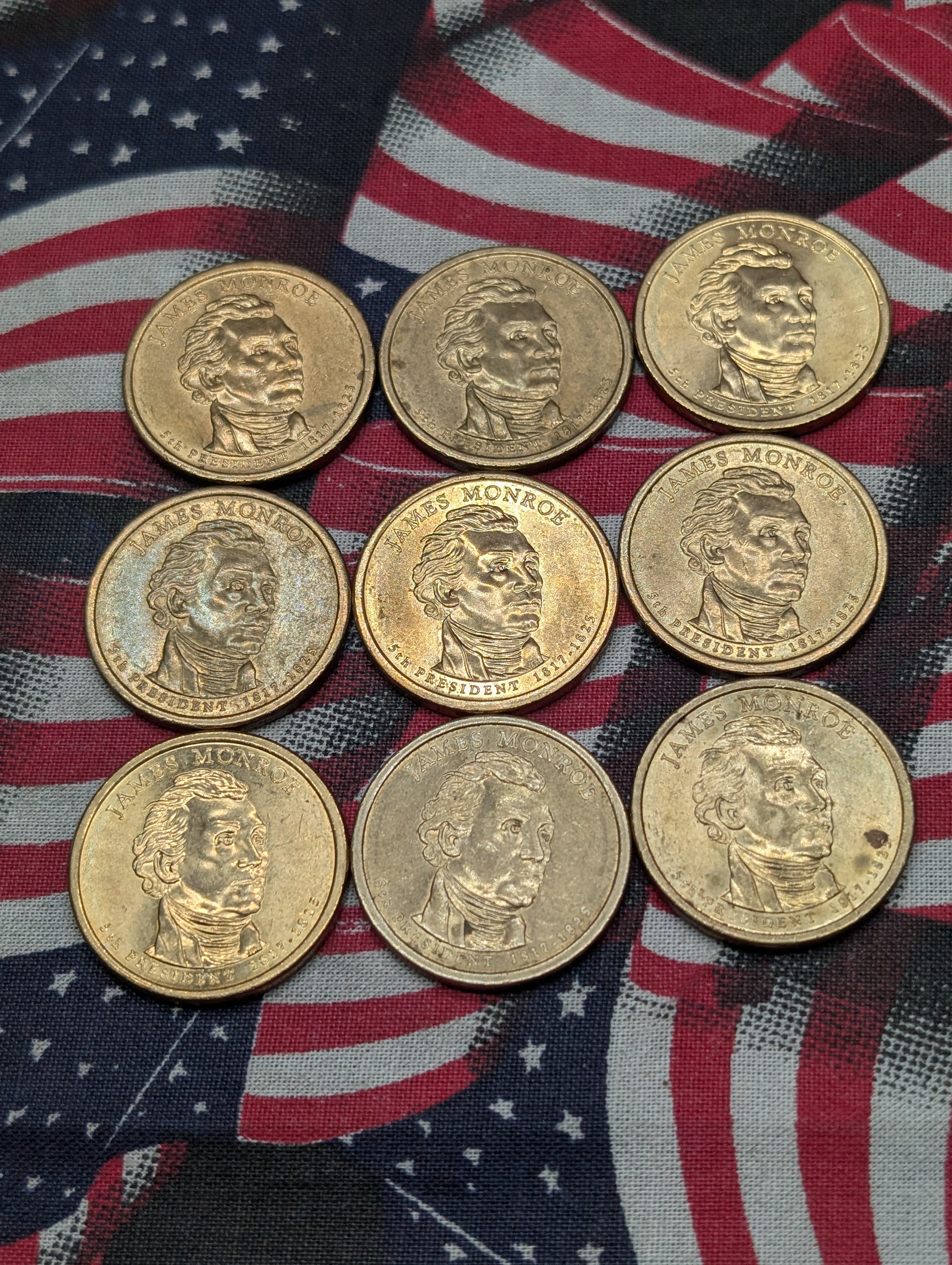 (9) 2008-P James Monroe Presidential One Dollars