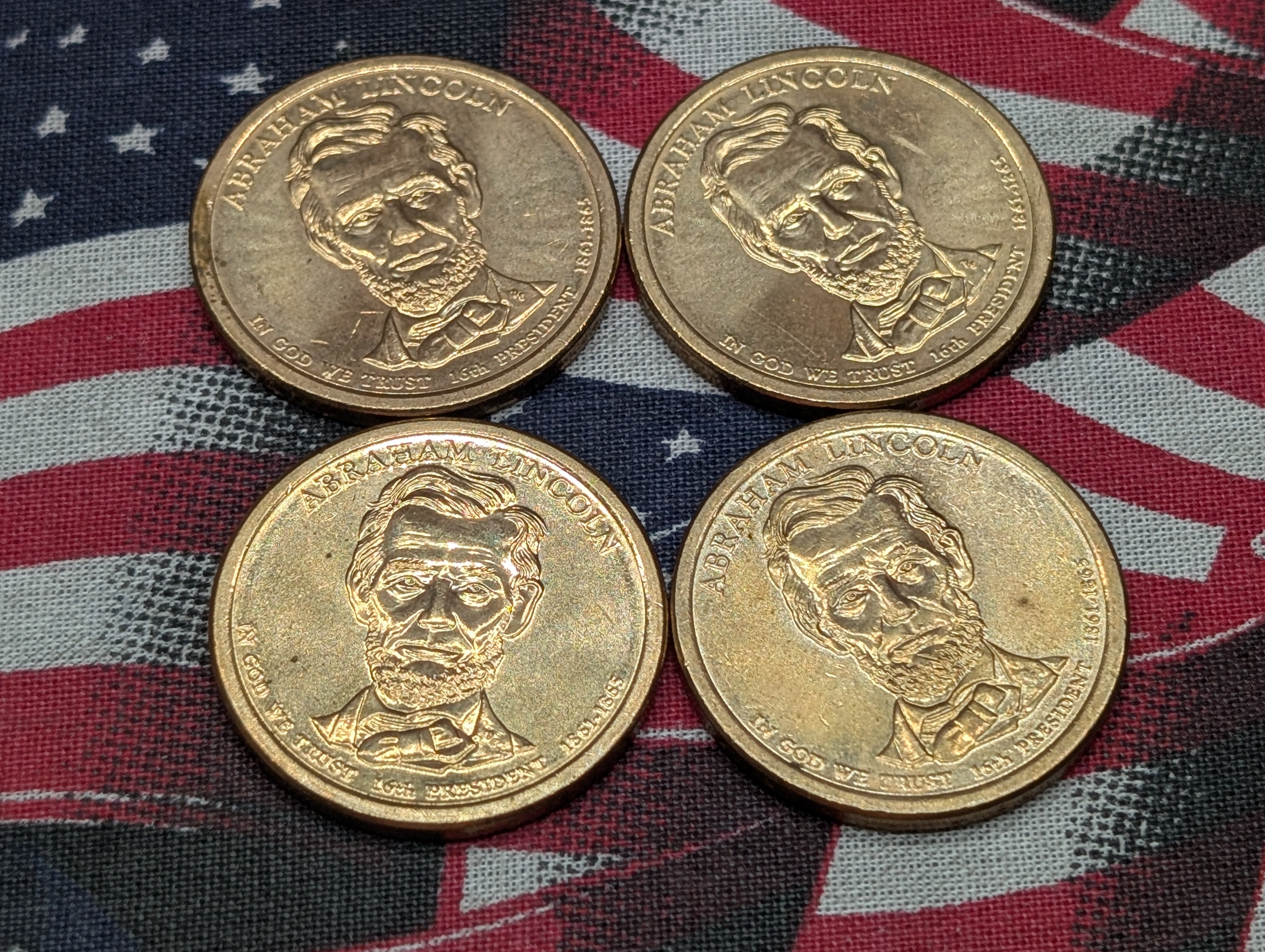 (4) 2010-D Abraham Lincoln Presidential One Dollars