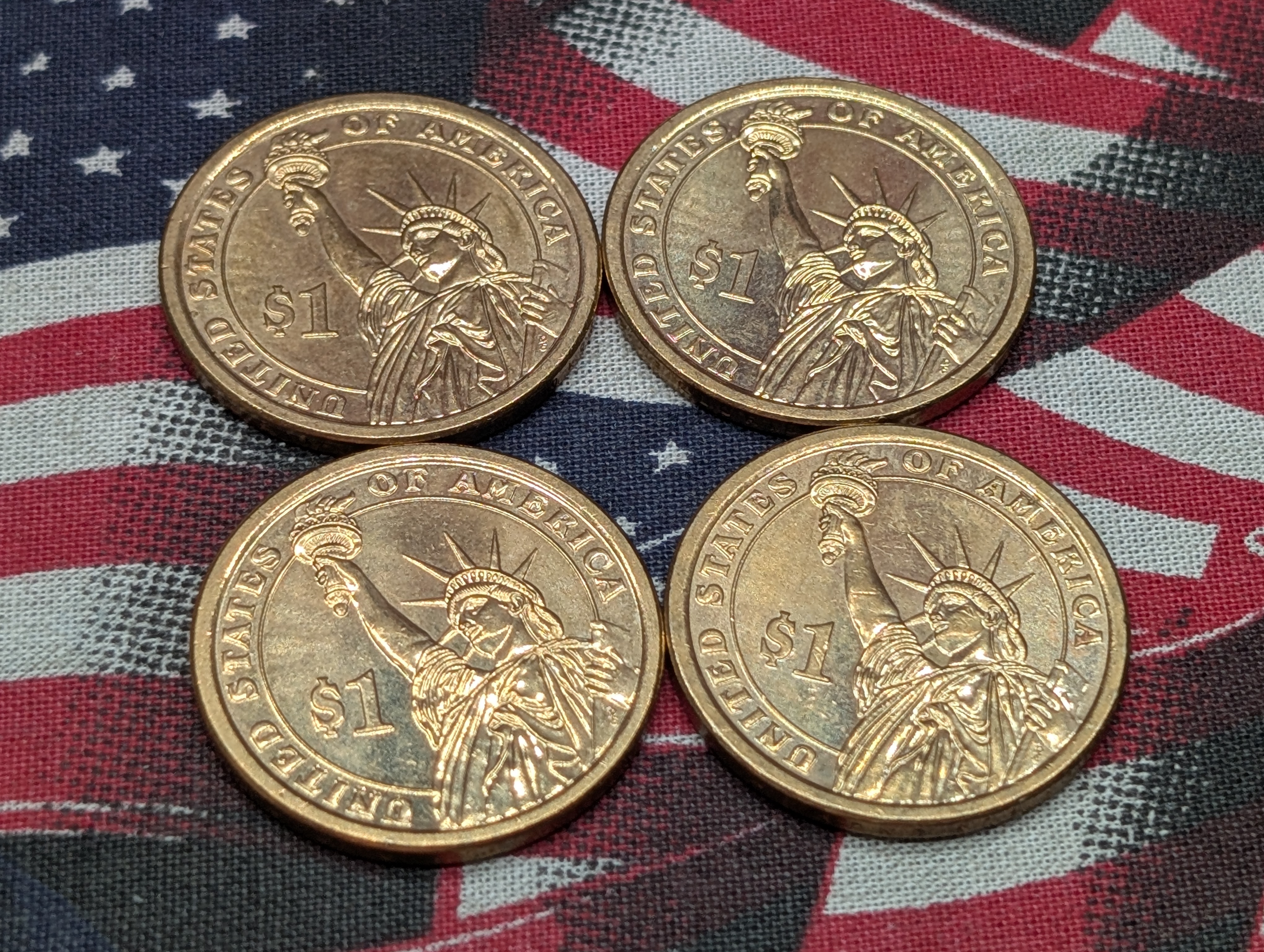 (4) 2010-D Abraham Lincoln Presidential One Dollars