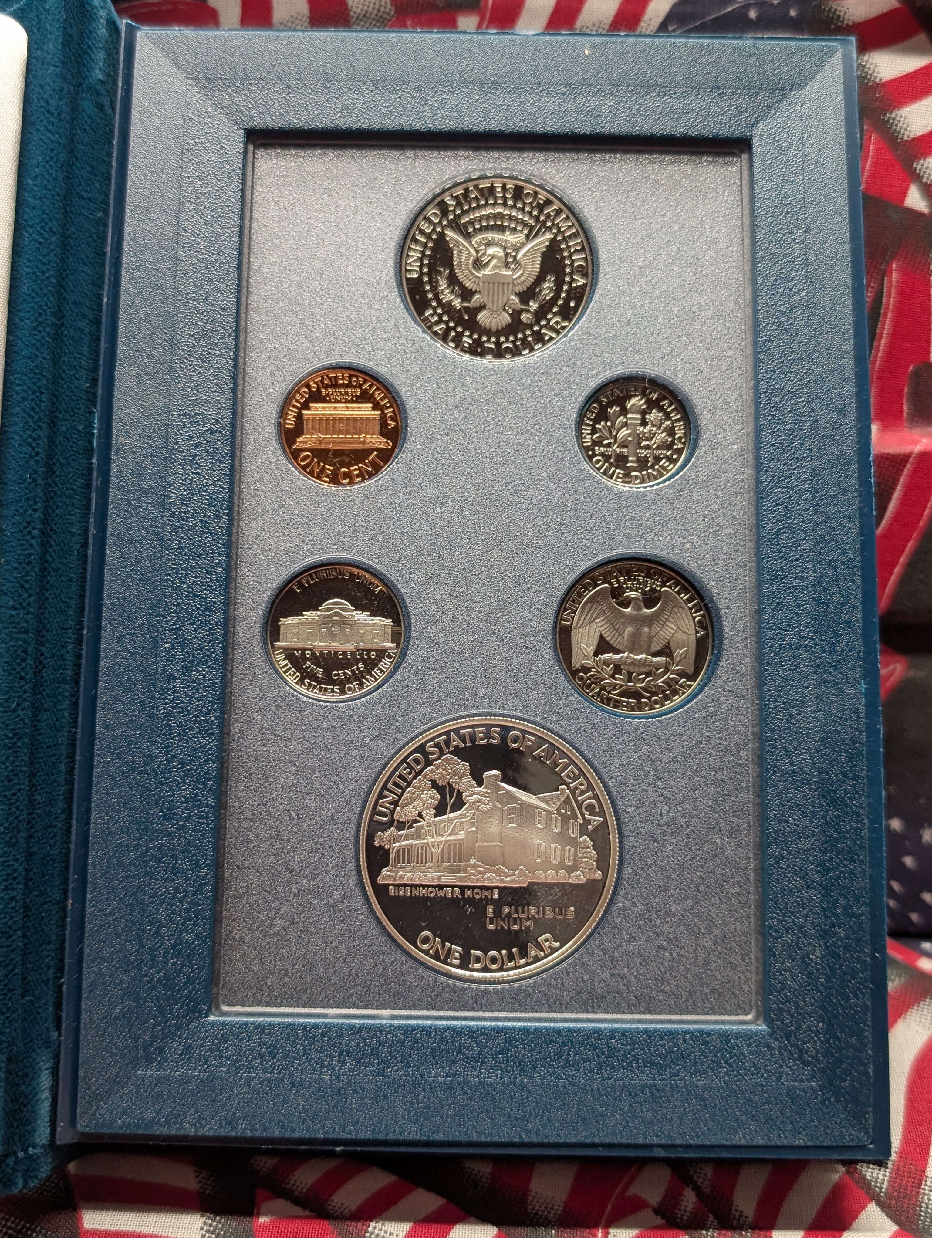 1990 P & S Eisenhower U.S. Mint Prestige Coin Set In OGP With COA - Includes 90% Silver Dollar 26.73g