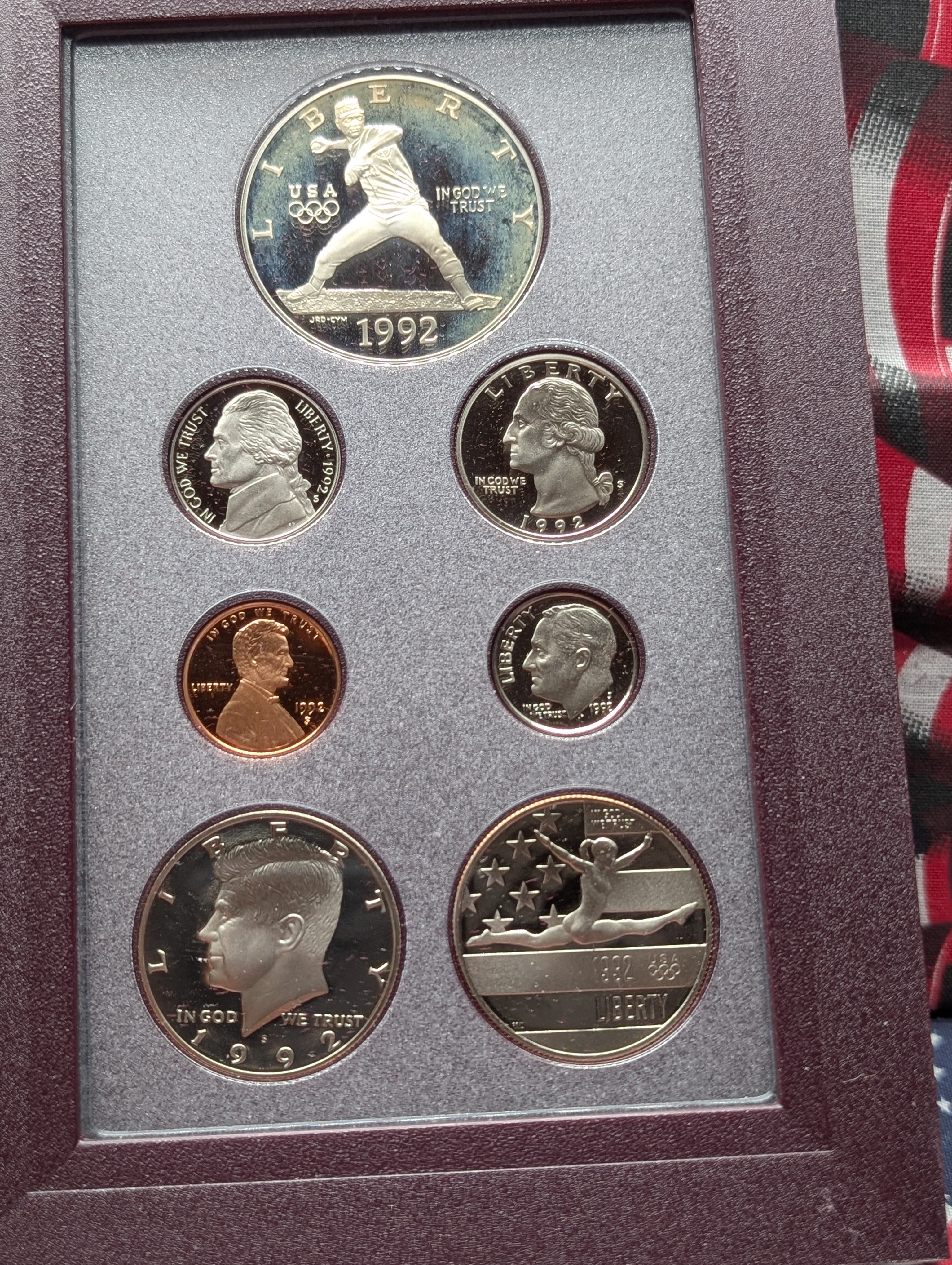 1992-S Olympic Games U.S. Mint Prestige Coin Set In OGP With COA - Includes 90% Silver Dollar 26.73g, 2 Clad Half Dollars