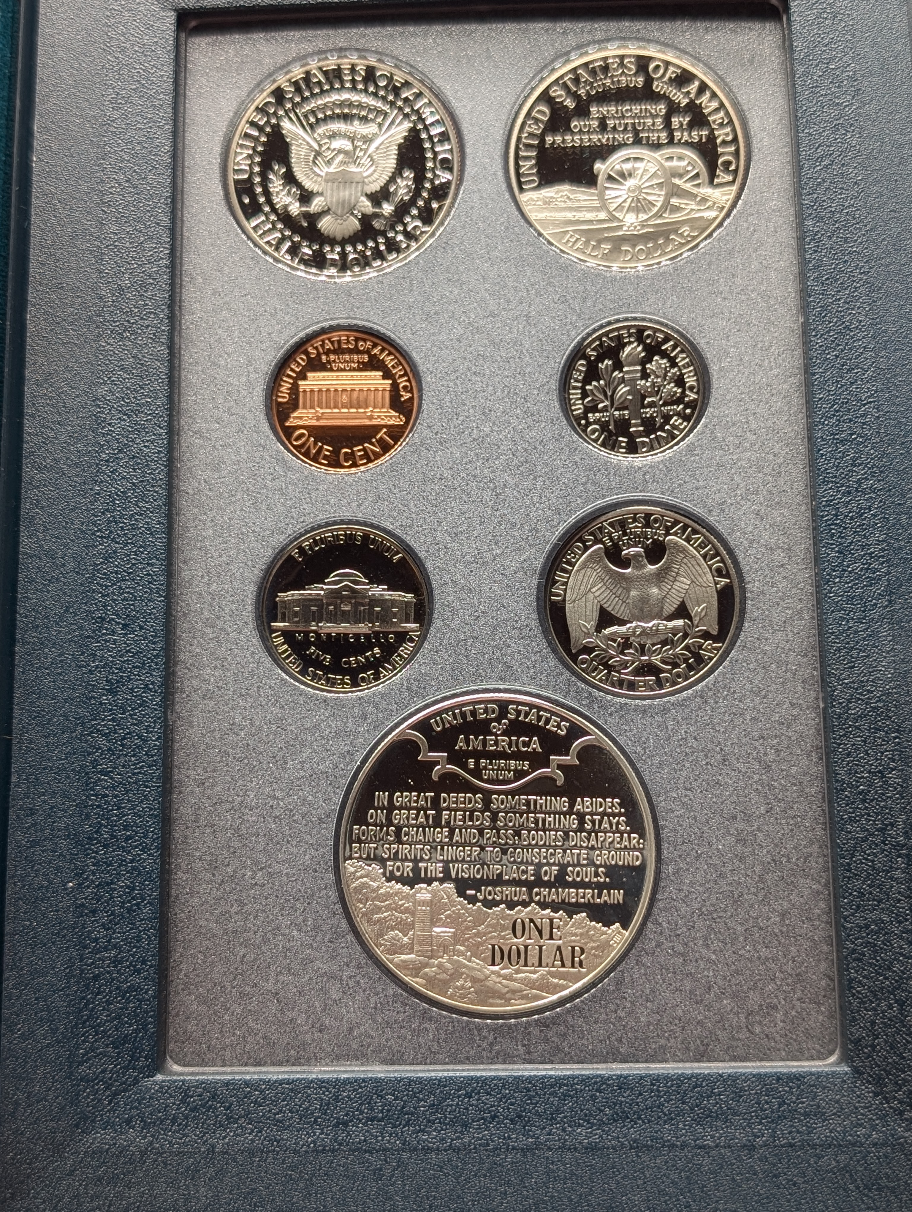 1995-S Civil War Battlefield U.S. Mint Prestige Coin Set In OGP With COA - Includes 90% Silver Dollar 26.73g, 2 Clad Half Dollars