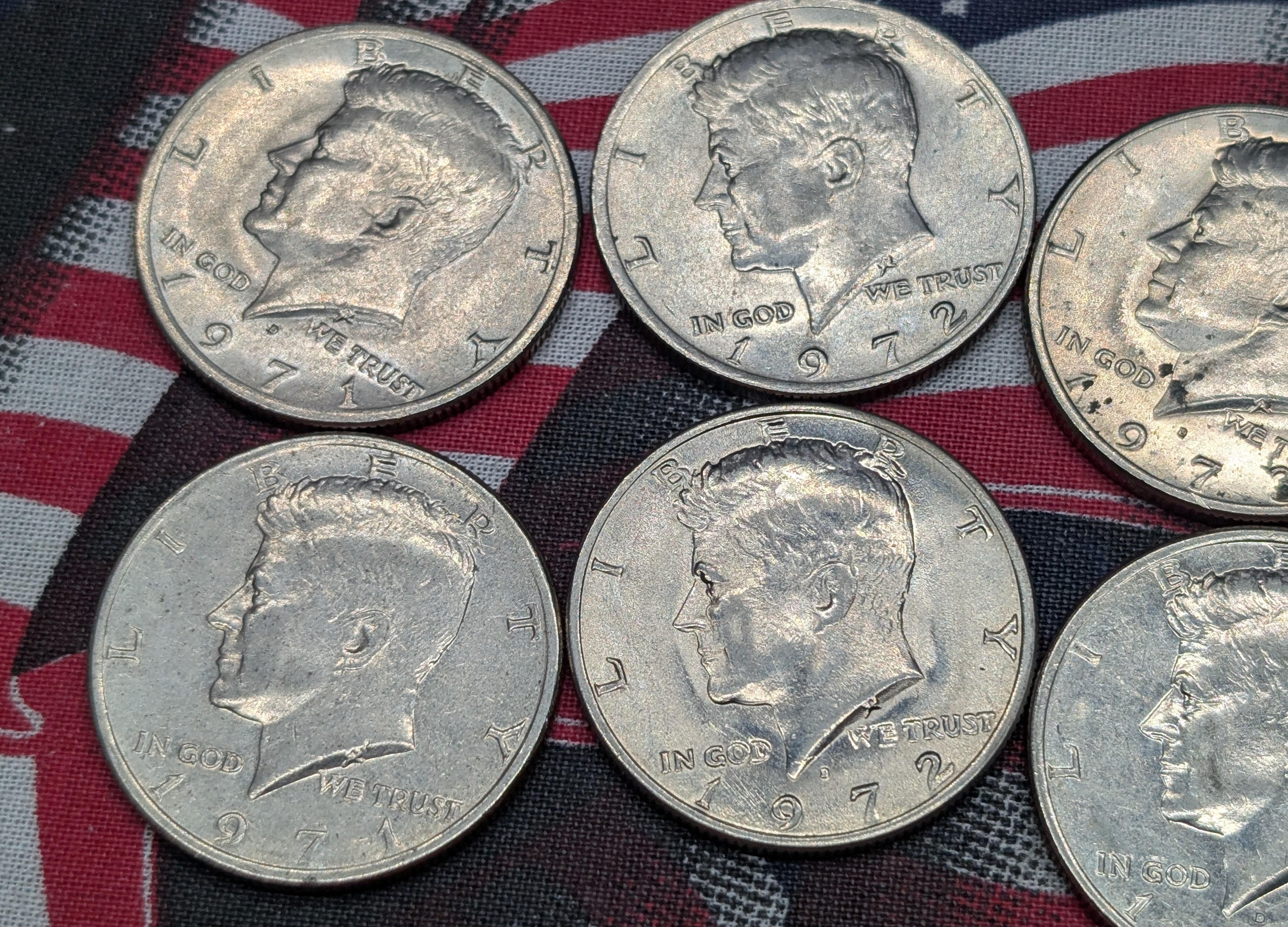 1971 P&D, 1972 P&D, (2) 1973-D, & 1974 P&D Kennedy Half Dollars