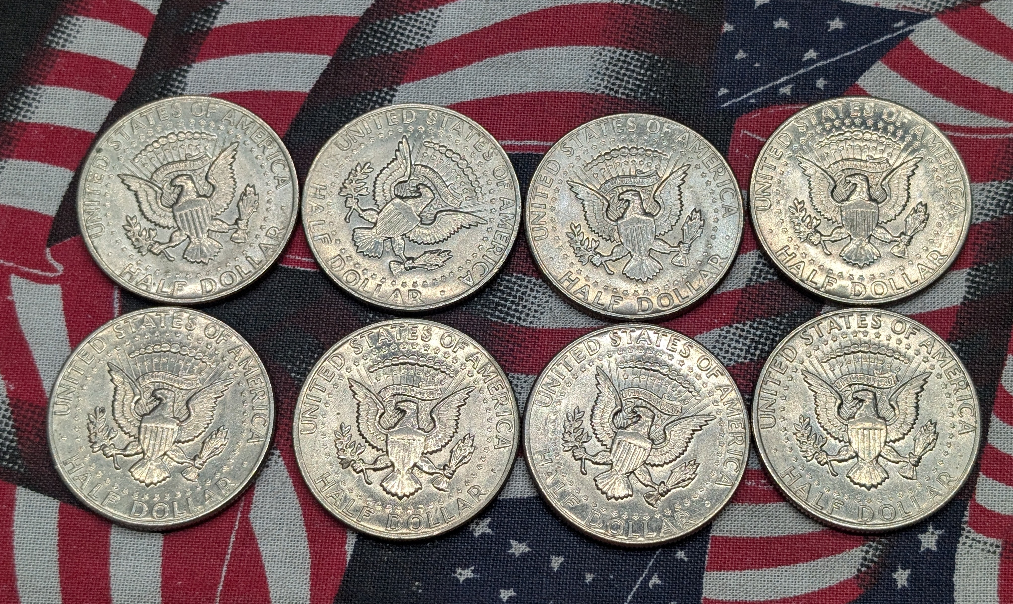 1971 P&D, 1972 P&D, (2) 1973-D, & 1974 P&D Kennedy Half Dollars