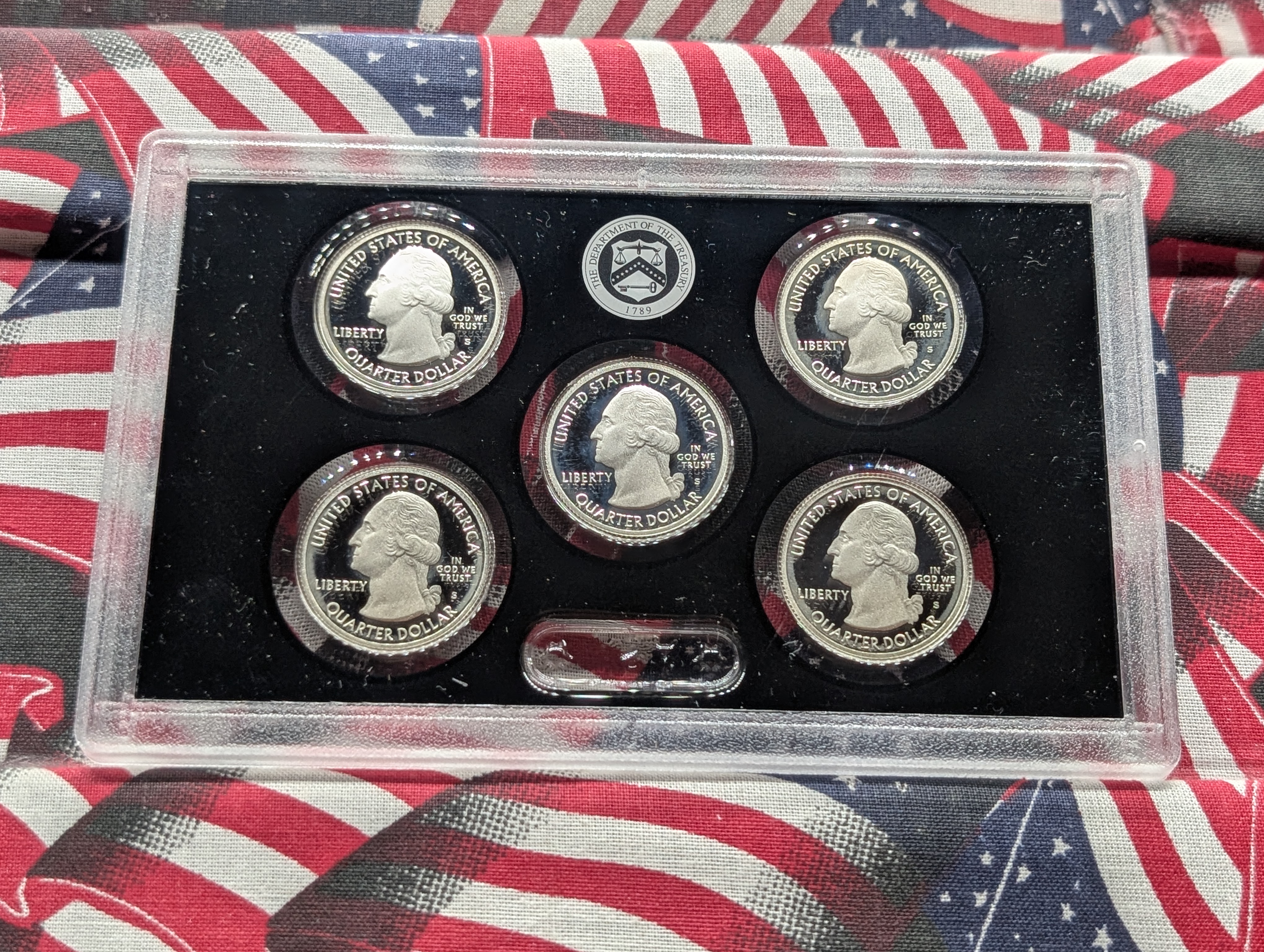 2013-S U.S. Mint America The Beautiful Quarters Silver Proof Set In OGP With COA, Five 90% Silver Coins