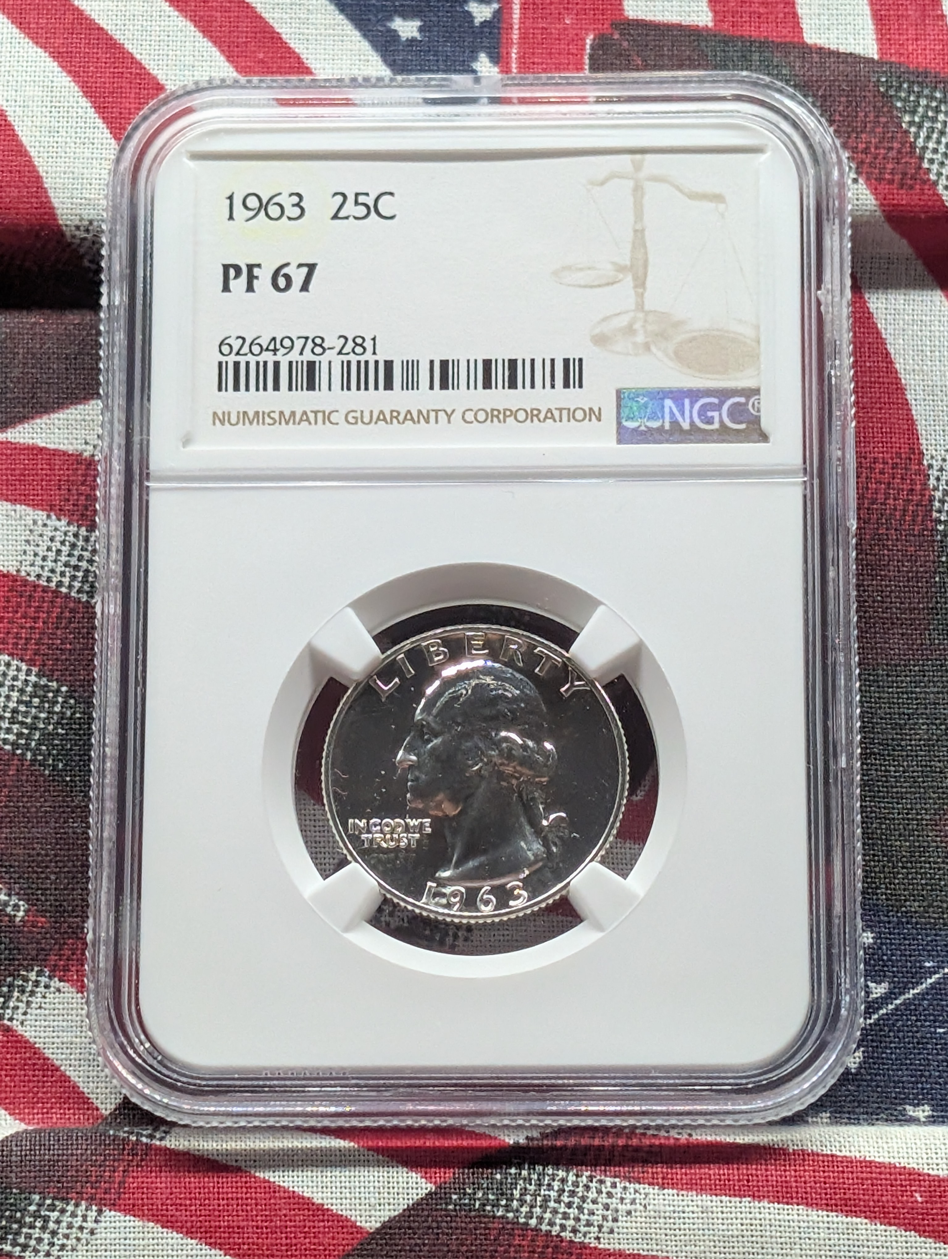 1963-P Washington 90% Silver Quarter - NGC PF 67