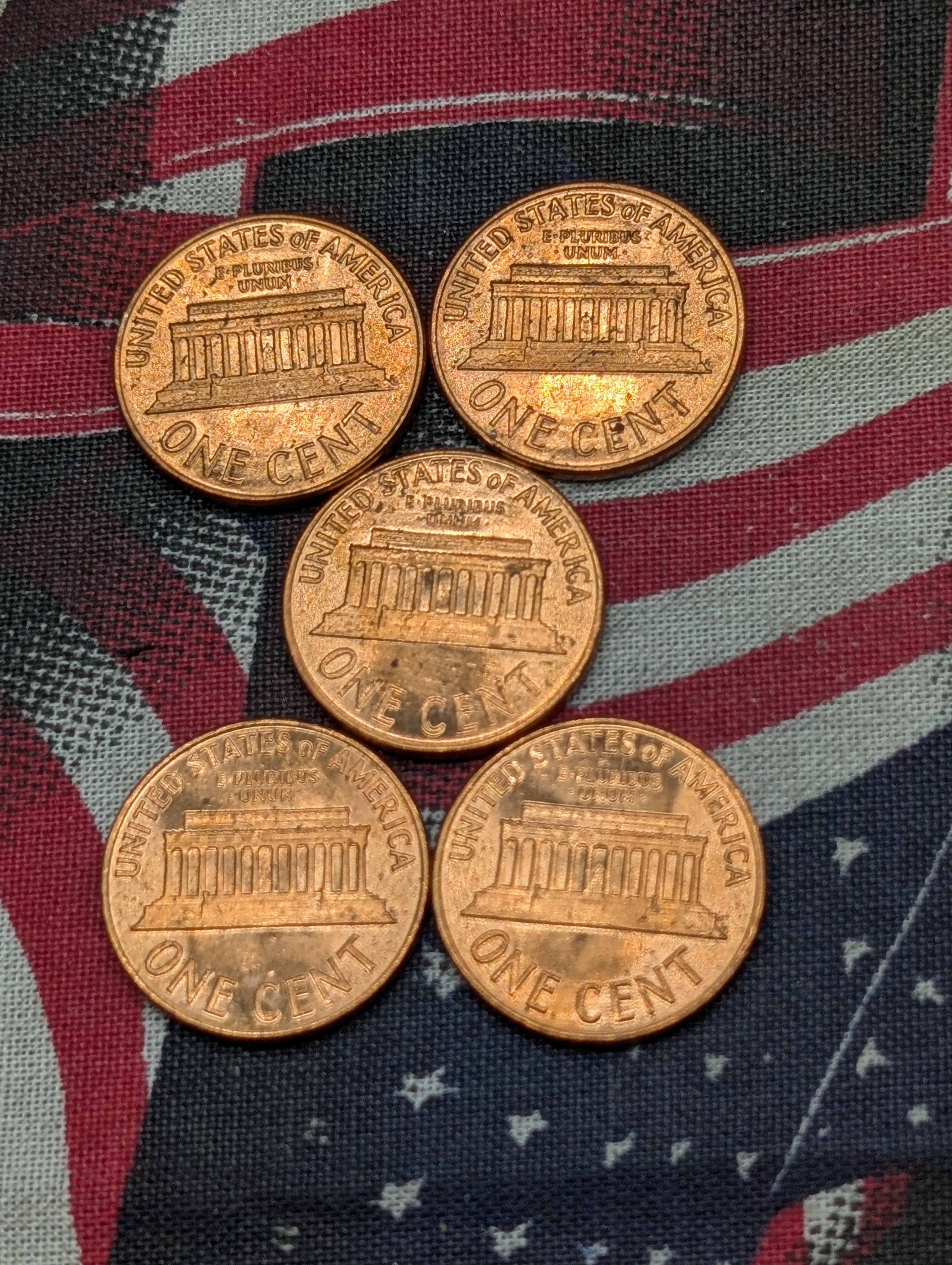(5) 1962-P Lincoln Memorial Cents