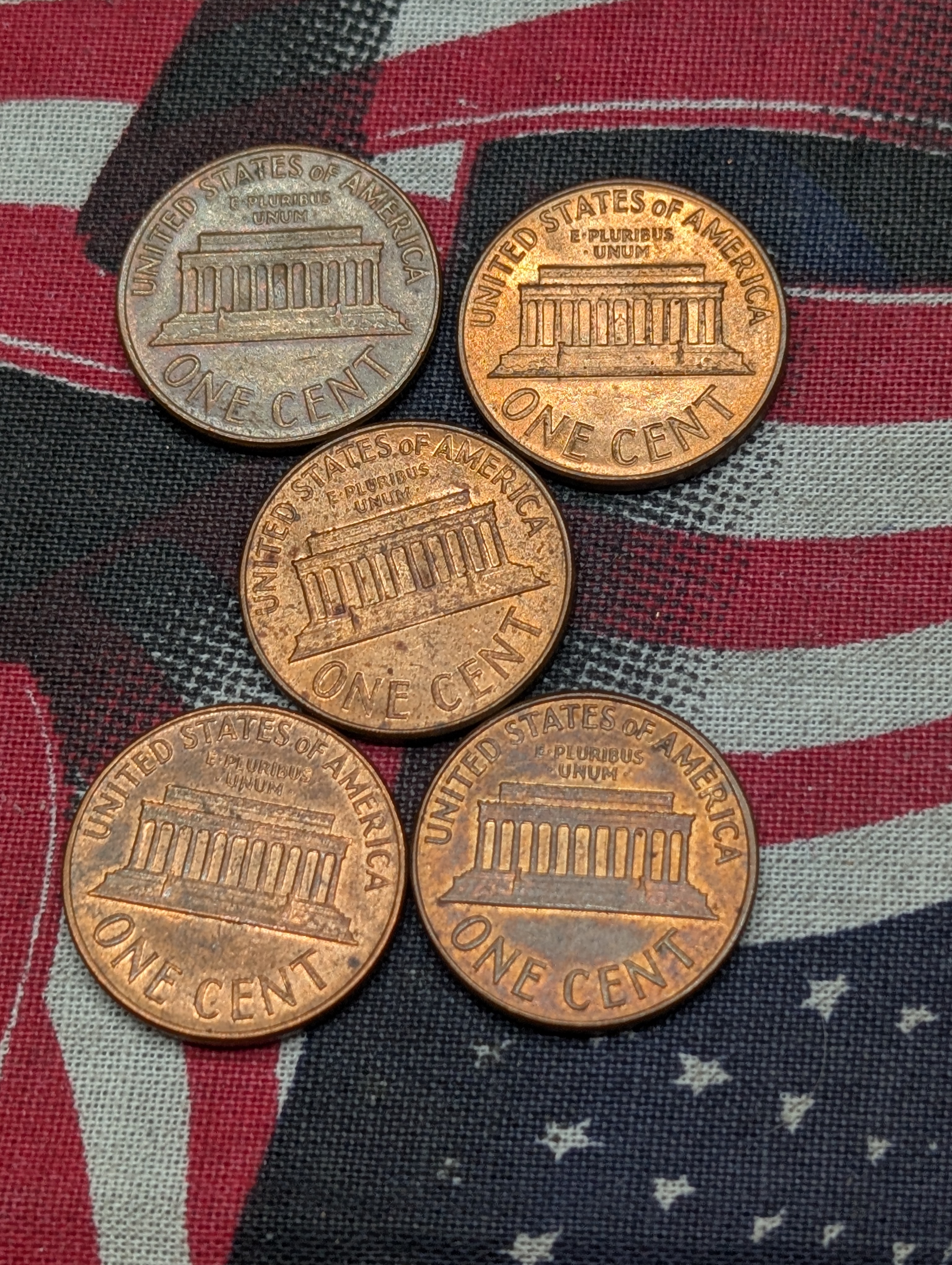 (5) 1964-D Lincoln Memorial Cents