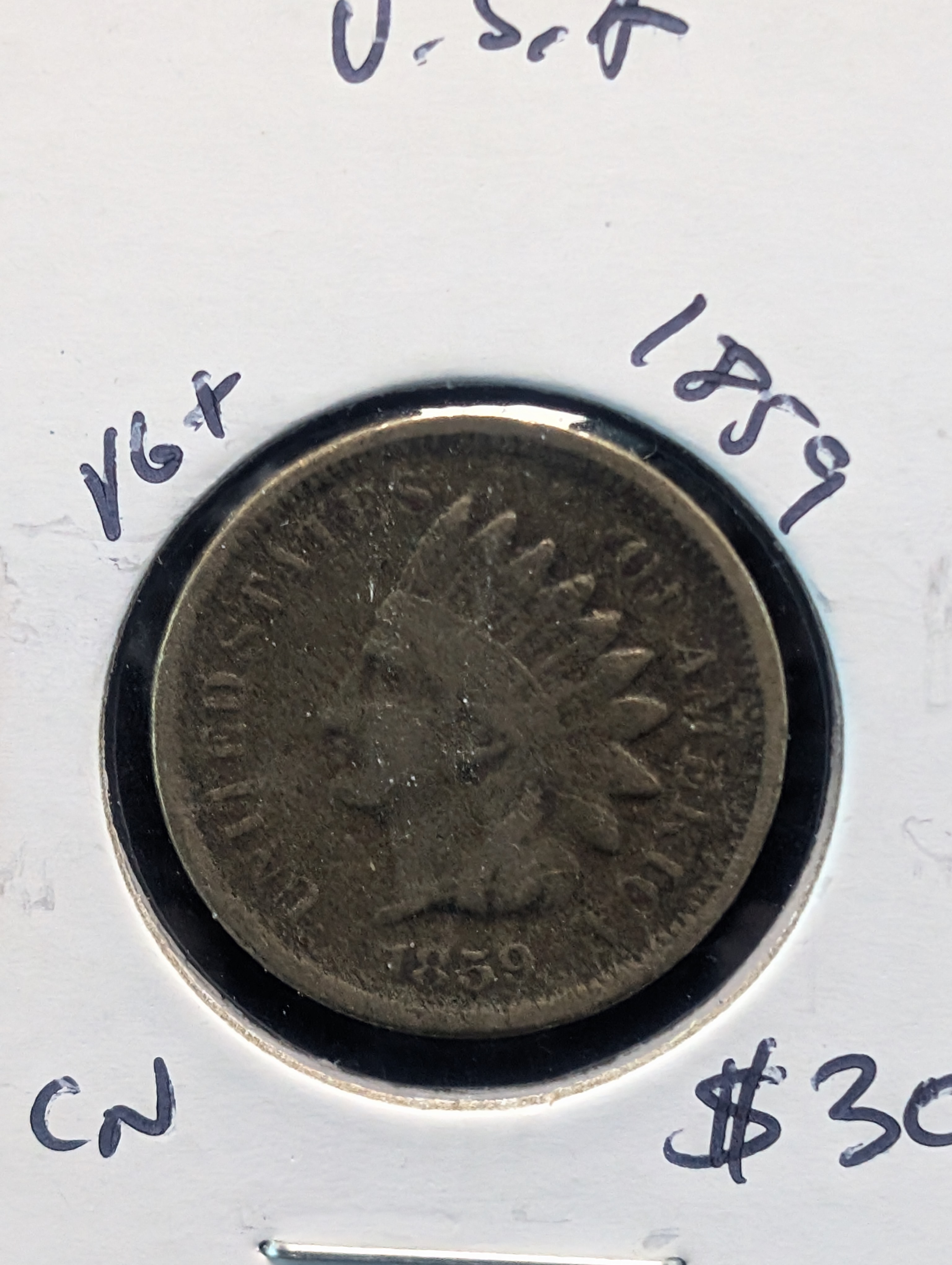 1859 Copper Nickel Indian Head Cent - First Year!