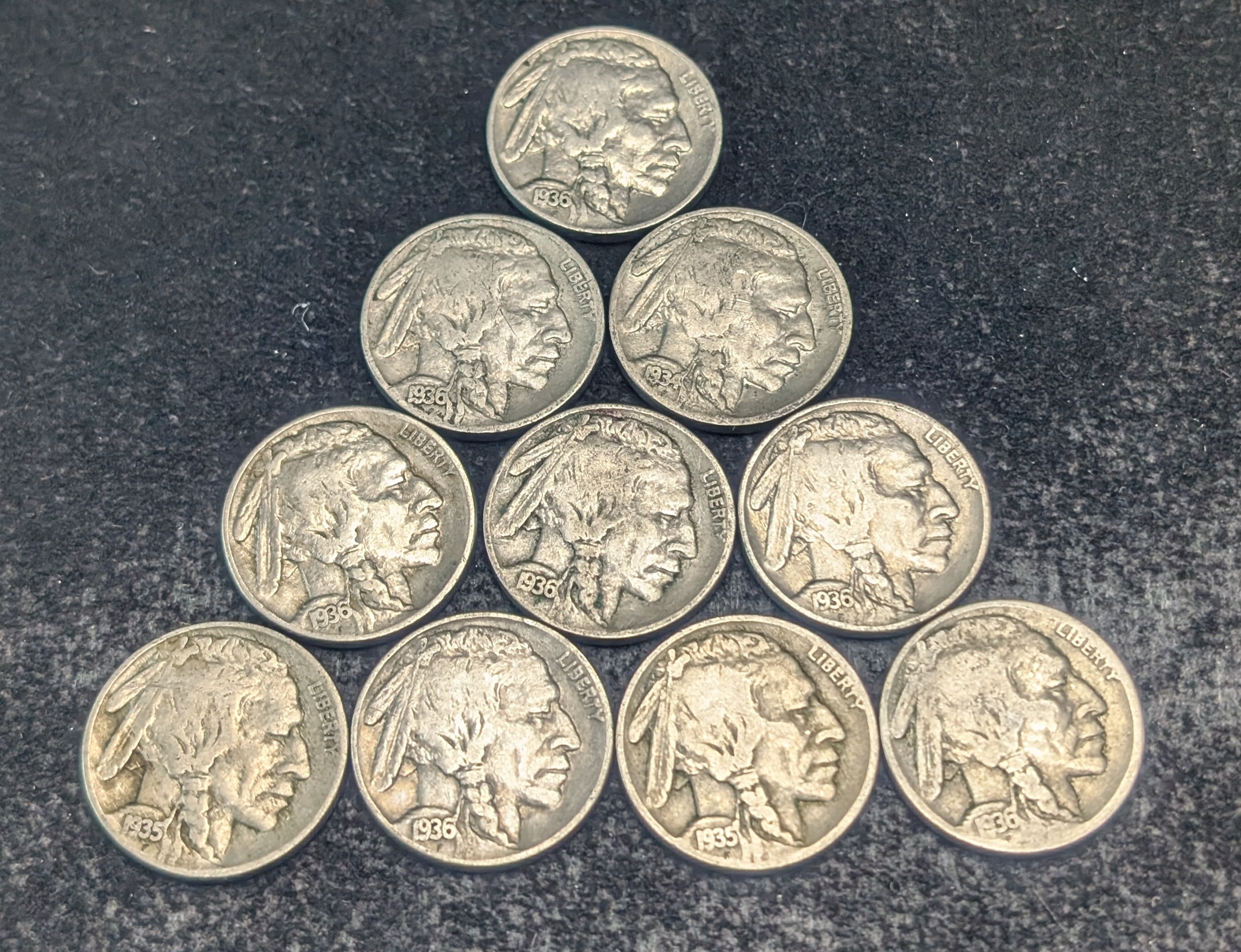 (10) 1930s Indian Head Buffalo Nickels - Mixed Dates