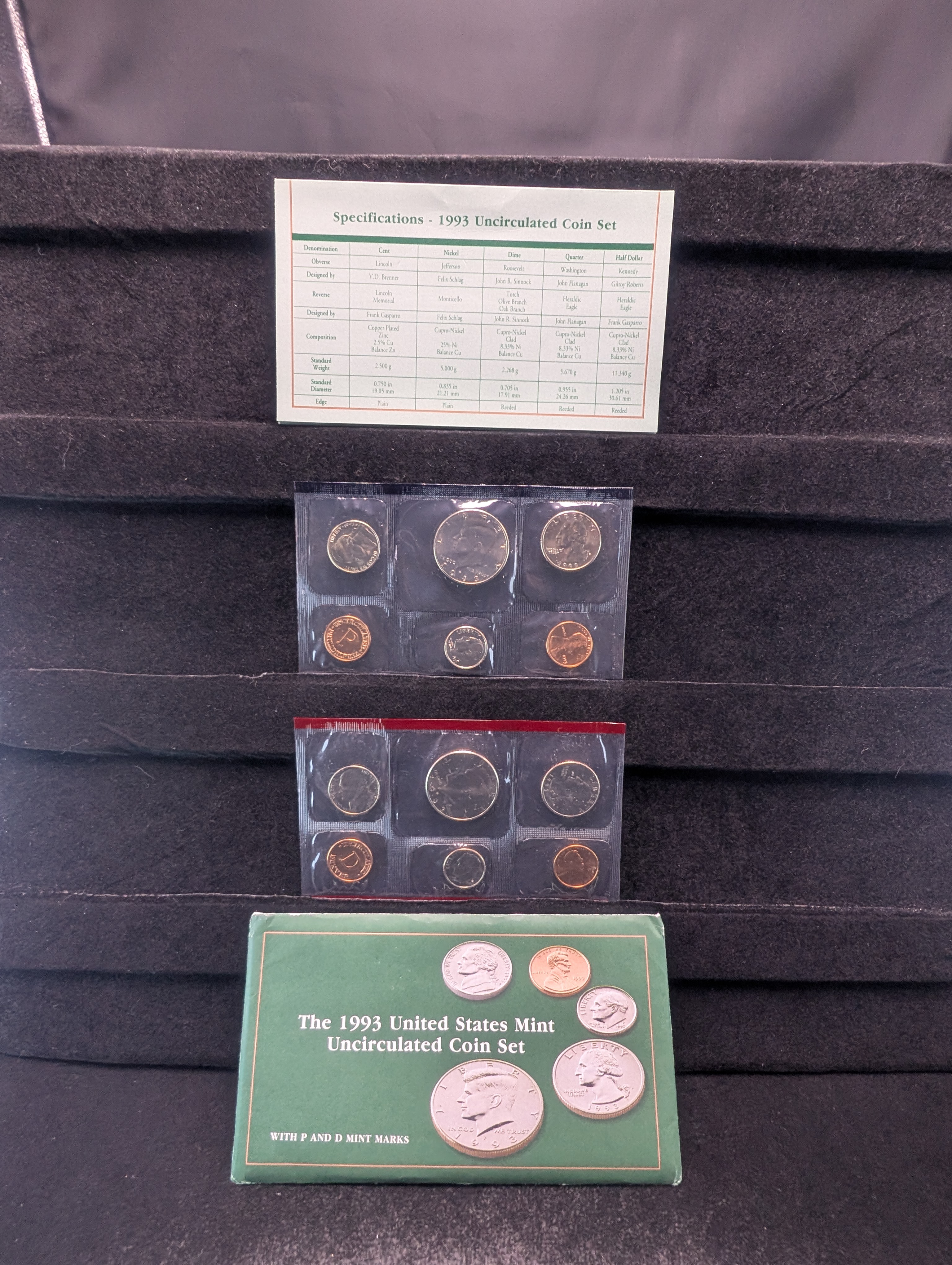 1993 P&D U.S. Mint Uncirculated Coin Set In OGP w/ COA