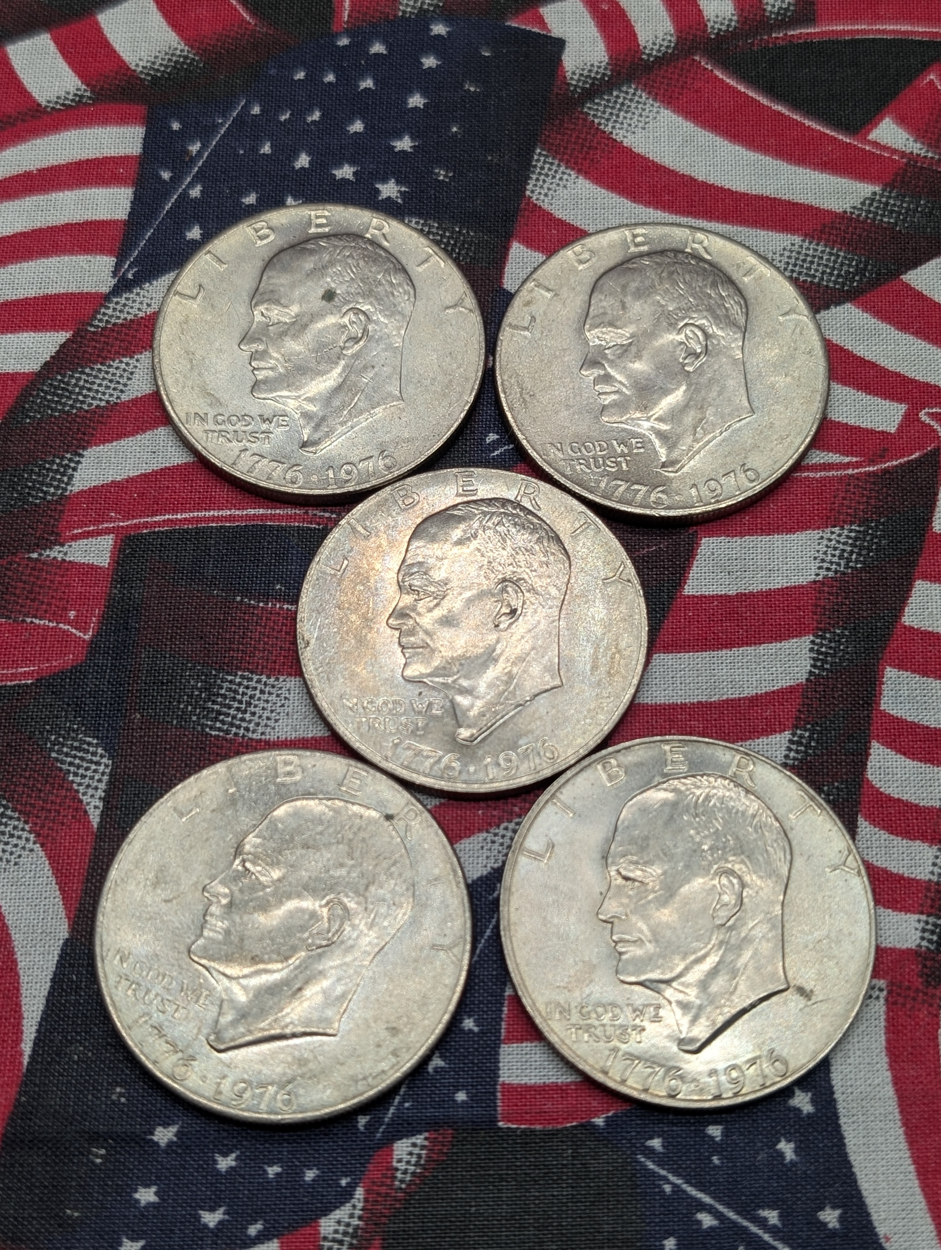 Lot of (5) 1976 Bicentennial Eisenhower Dollars