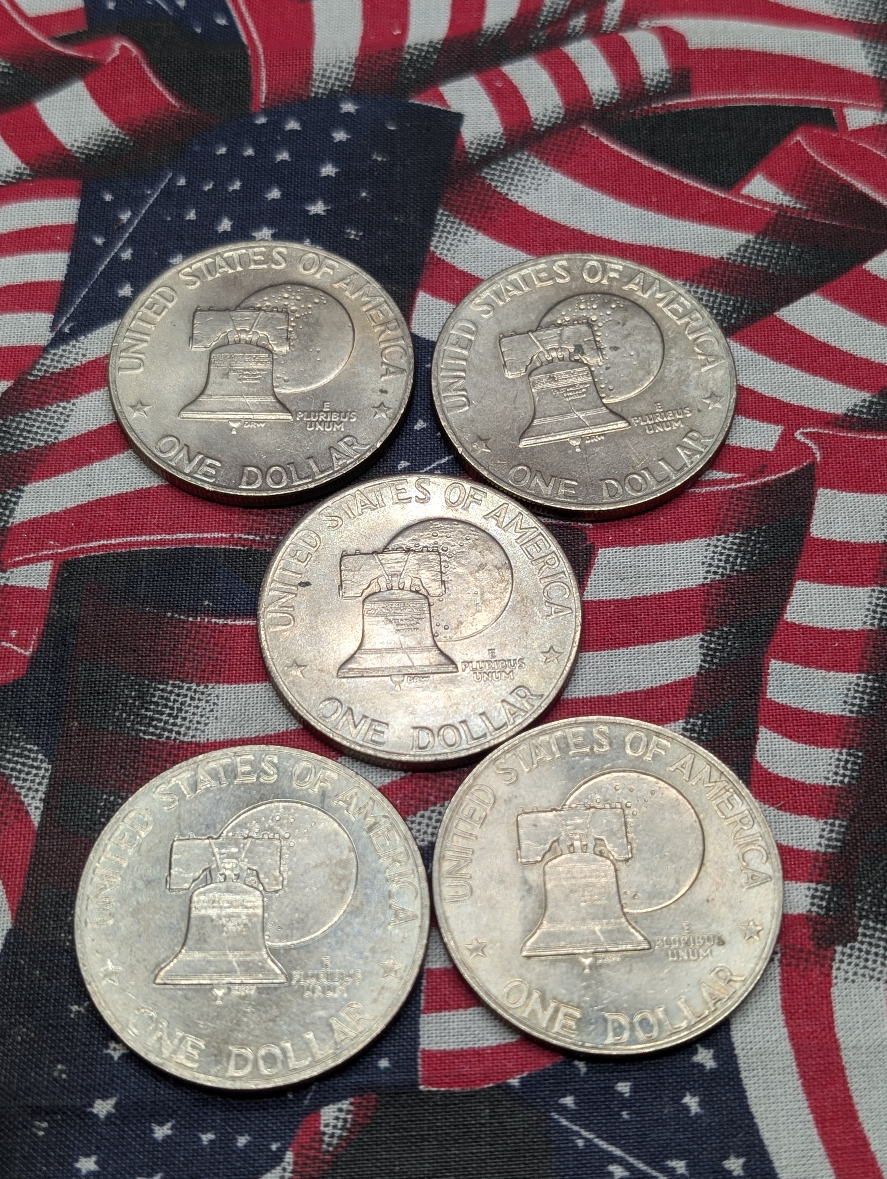 Lot of (5) 1976 Bicentennial Eisenhower Dollars
